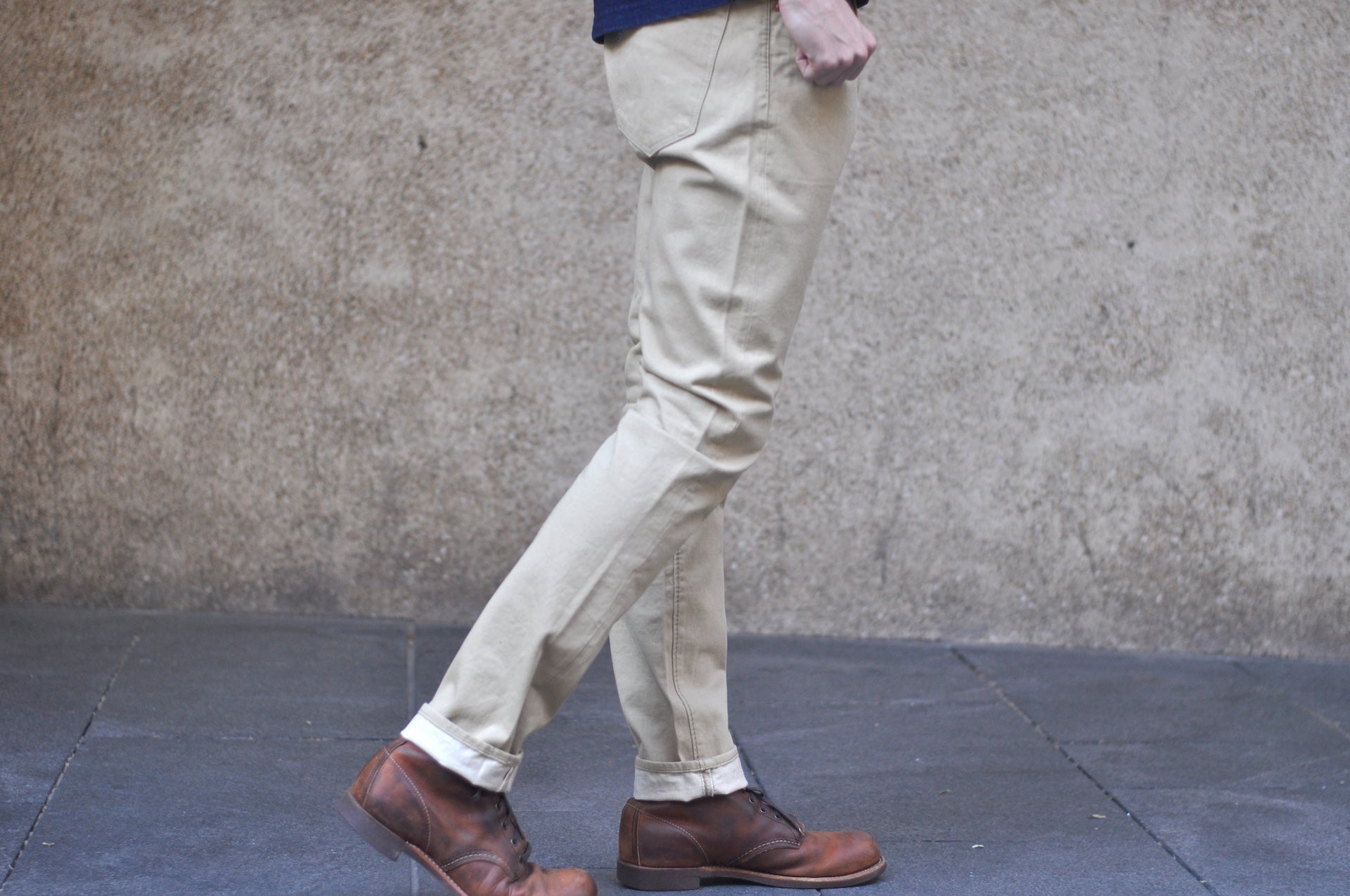 Pure Blue Japan 12oz Selvedge Chino Trousers (Beige)