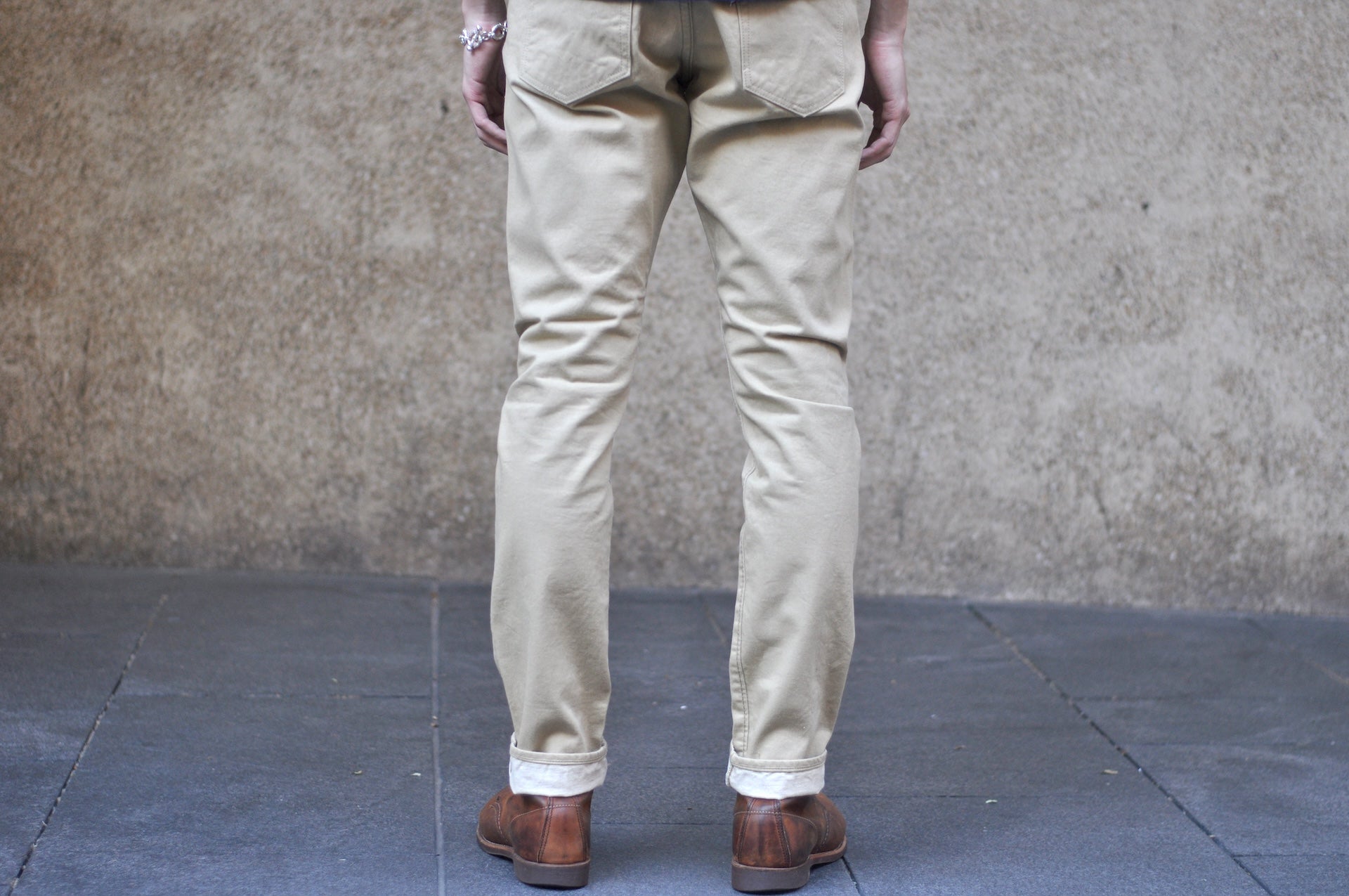 Pure Blue Japan 12oz Selvedge Chino Trousers (Beige)