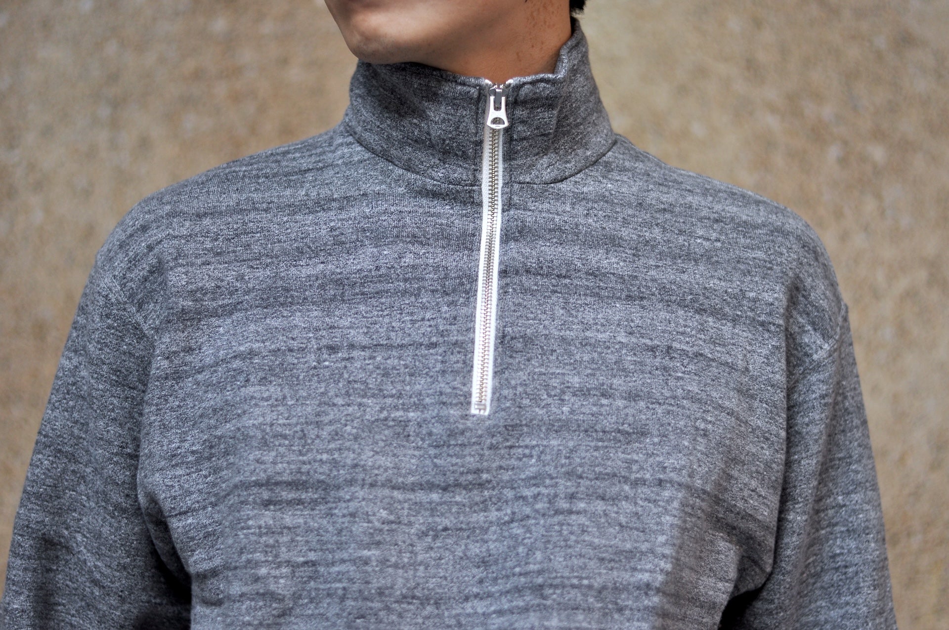 Dubble Works 11oz "Tsuri-ami" Half Zip Loopwheeled Sweatshirt (Heather Charcoal)