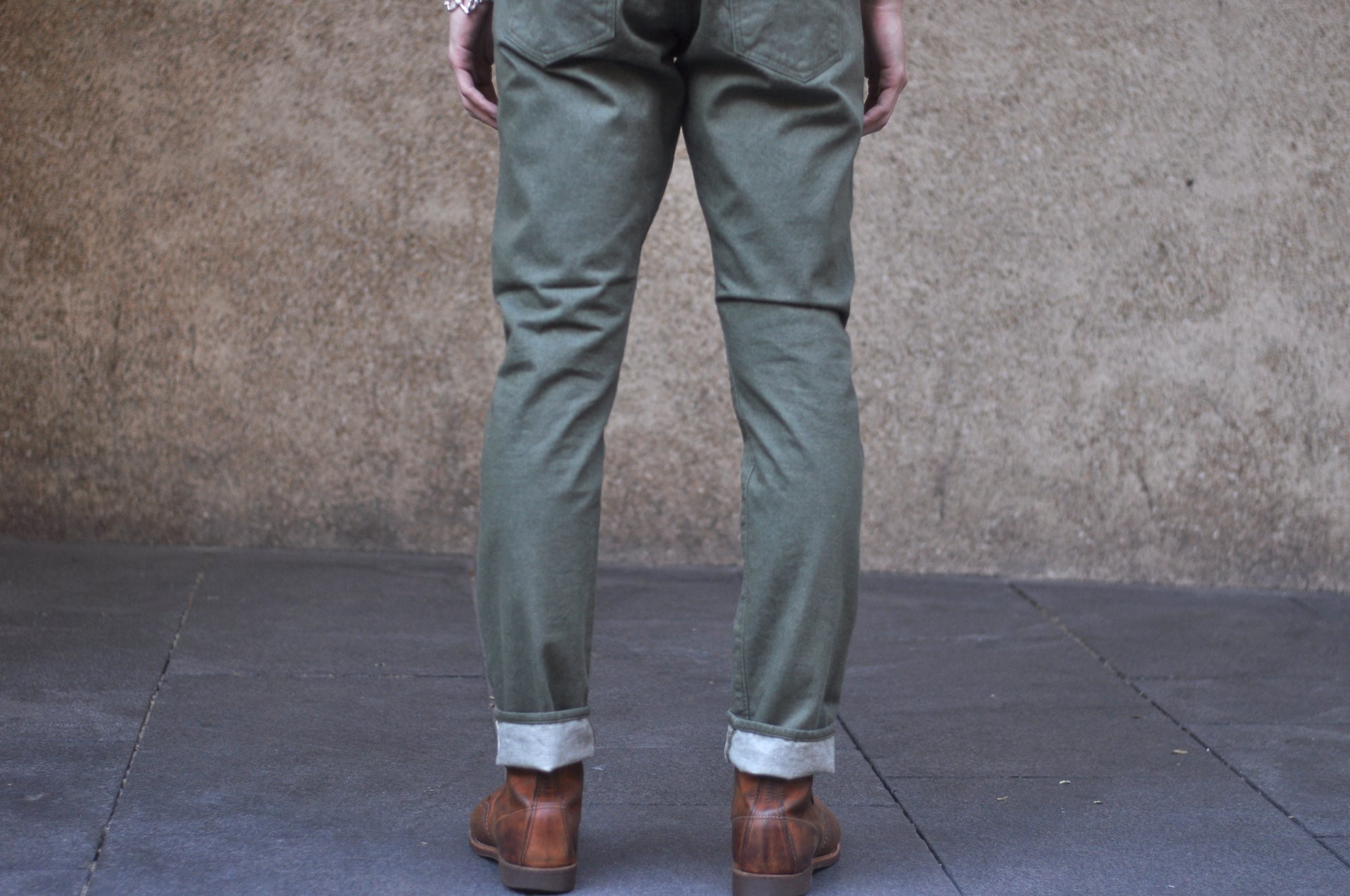 Pure Blue Japan 12oz Selvedge Chino Trousers (Olive)