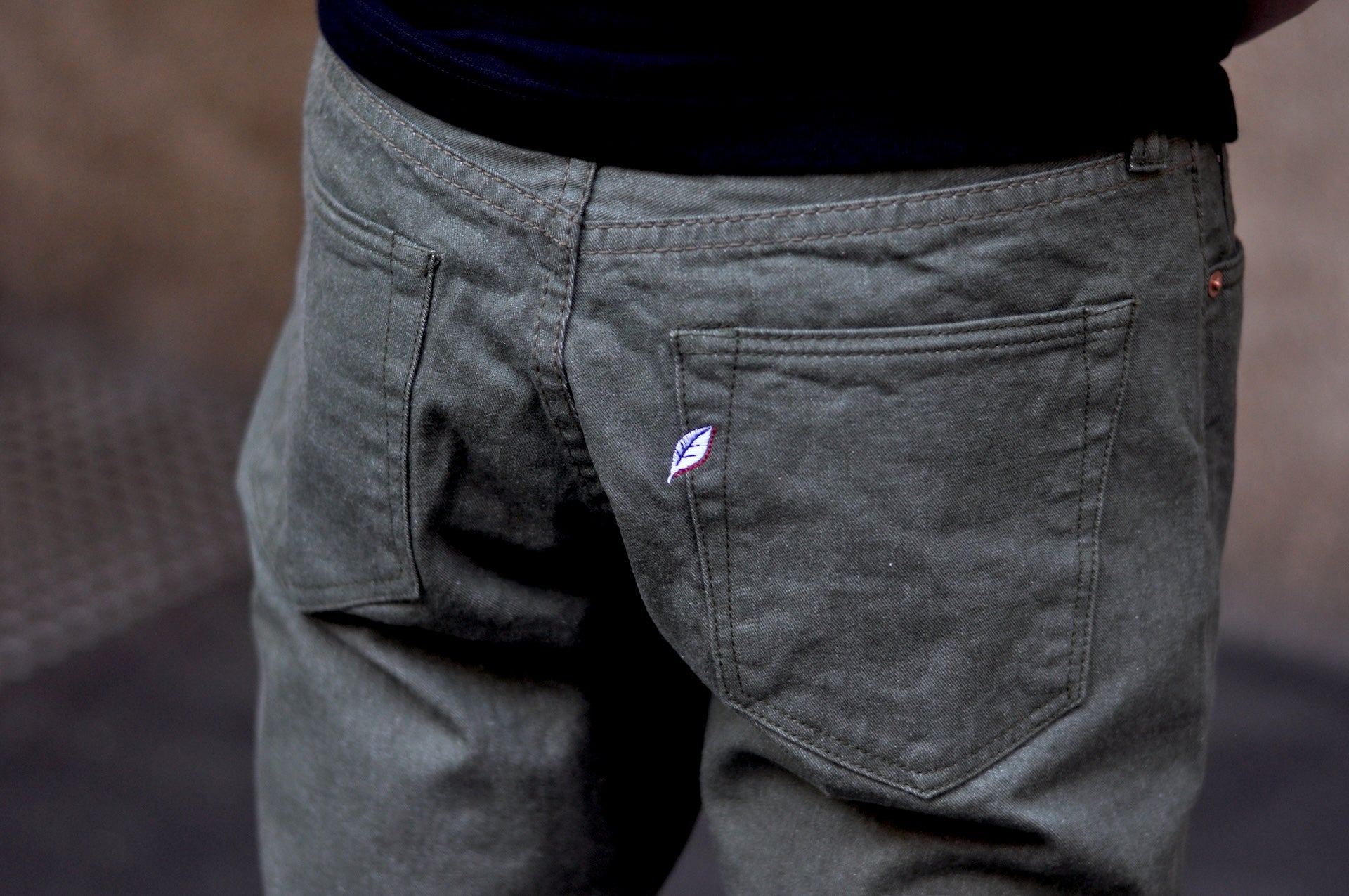 Pure Blue Japan 12oz Selvedge Chino Trousers (Olive)