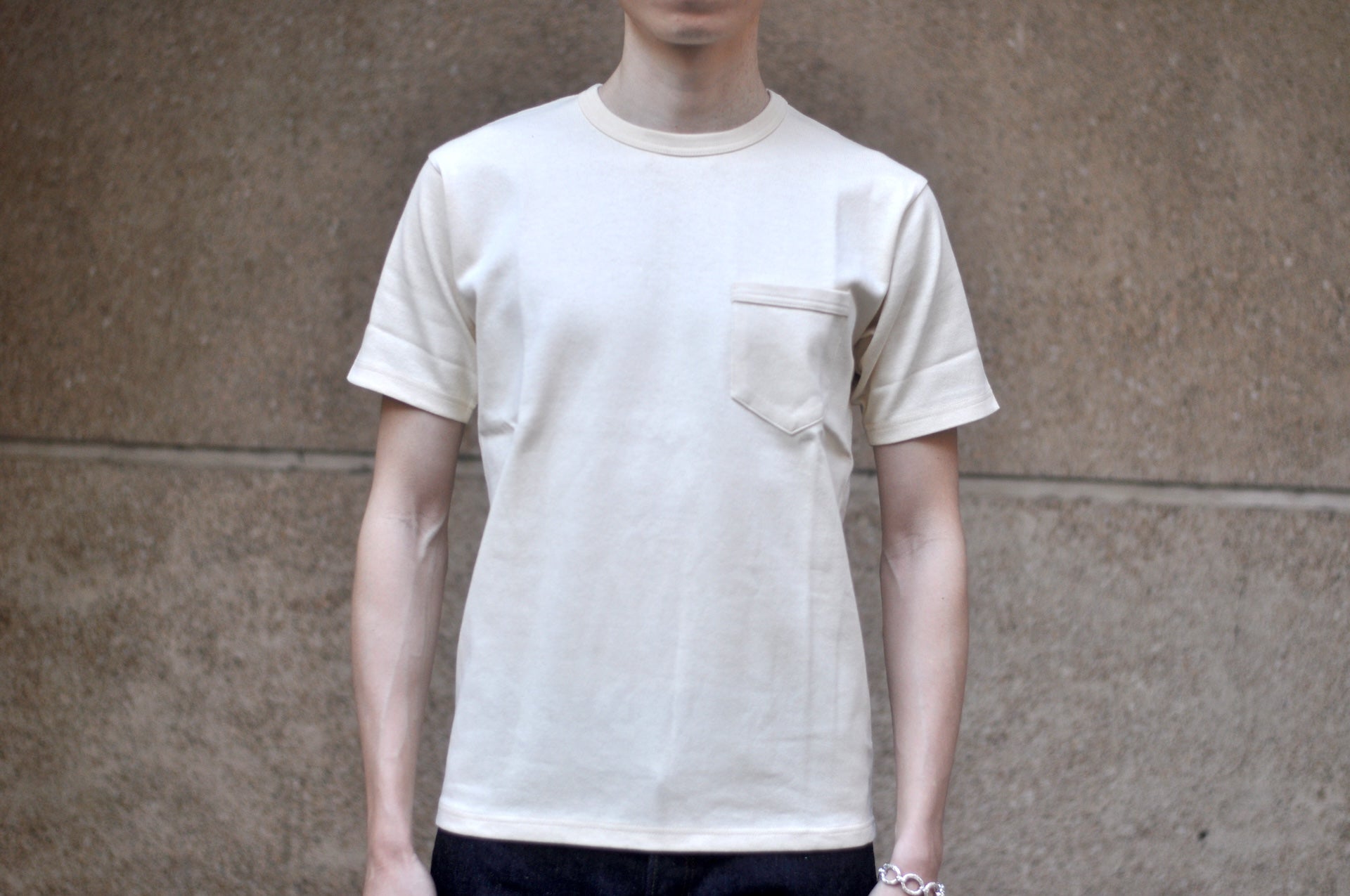 Freewheelers Heavyweight Short-Sleeved Pocket T-Shirt (Straw Cream)