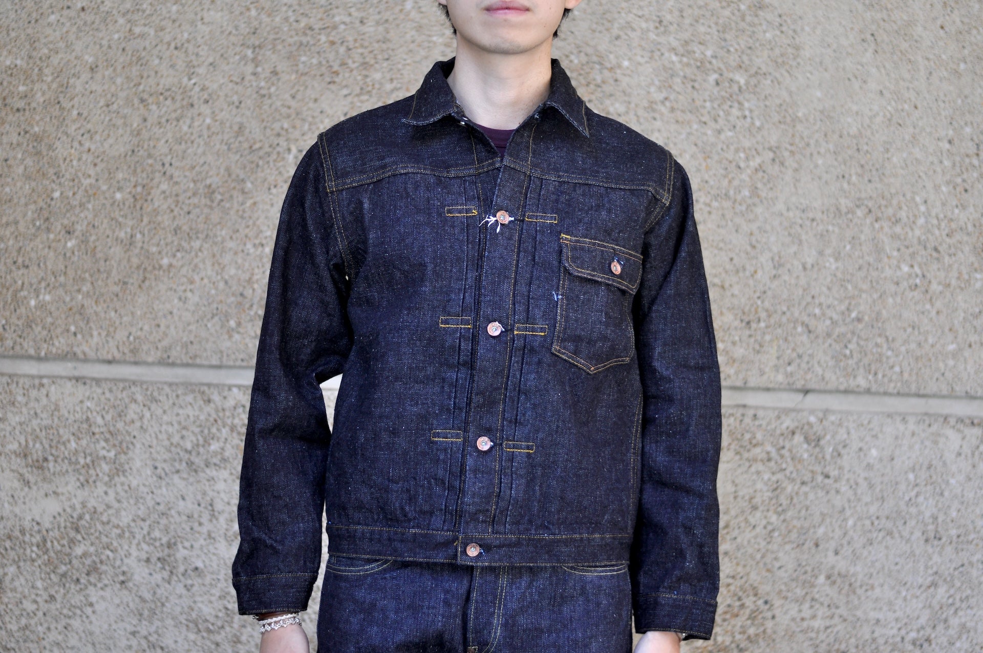 Samurai 17oz Indigo Dyed "Zero+" T-Back Type 1 Denim Jacket