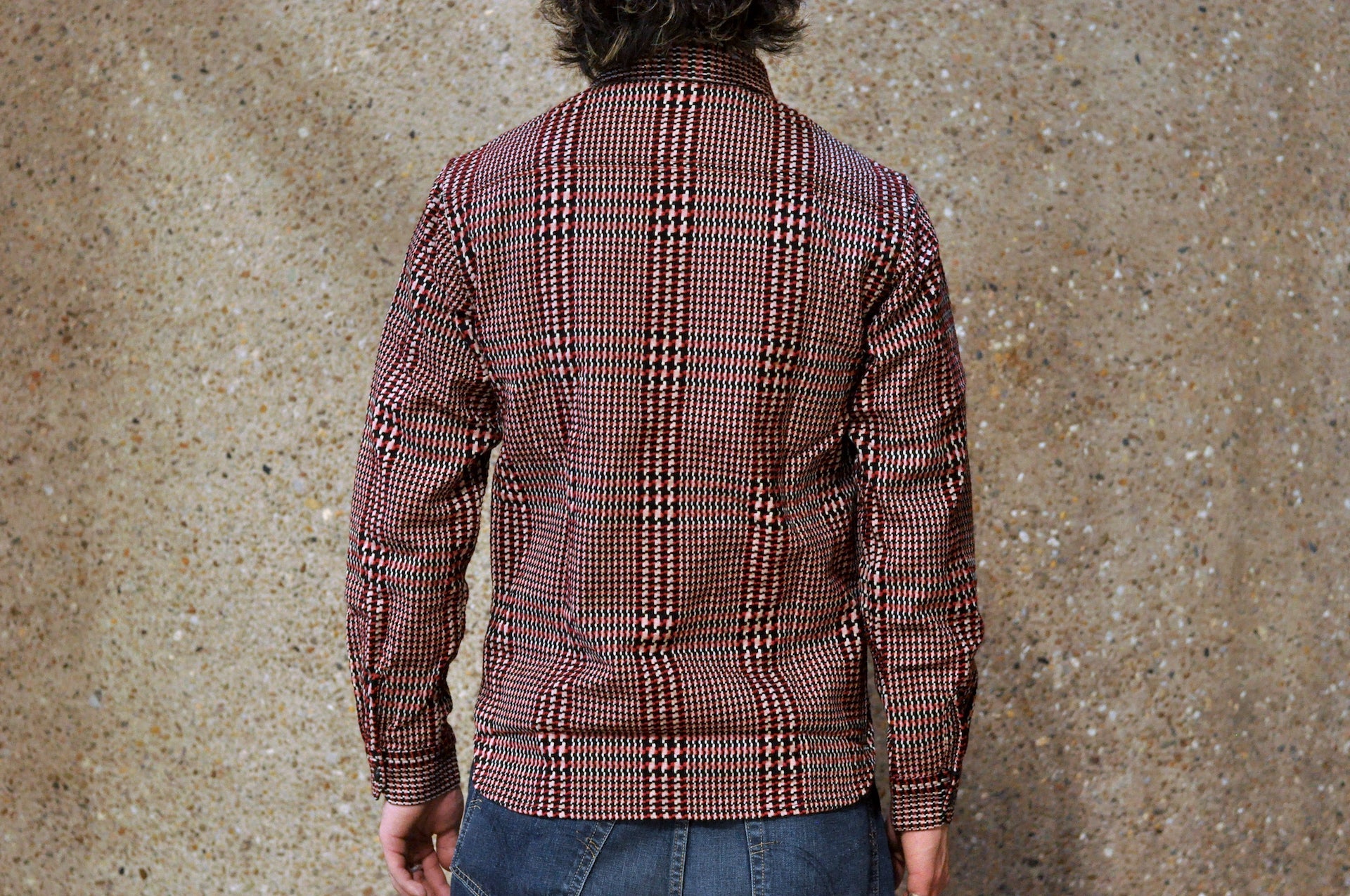 The Flat Head 12oz Glencheck Selvage Flannel Workshirt (Wine)