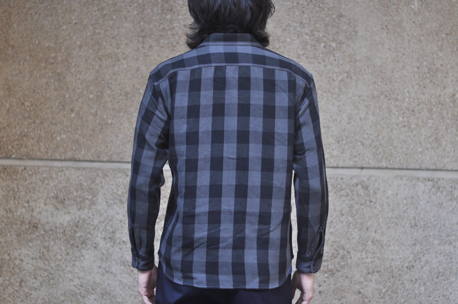 MOMOTARO JEANS Medium-Weight Cotton Flannel Workshirt (Grey)