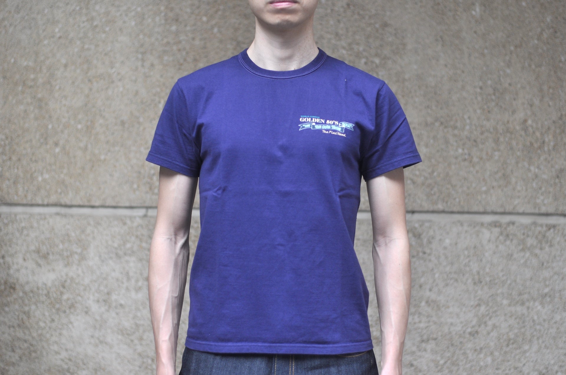 The Flat Head 9oz "Golden '50s" Loopwheeled Tee (Eggplant Navy)