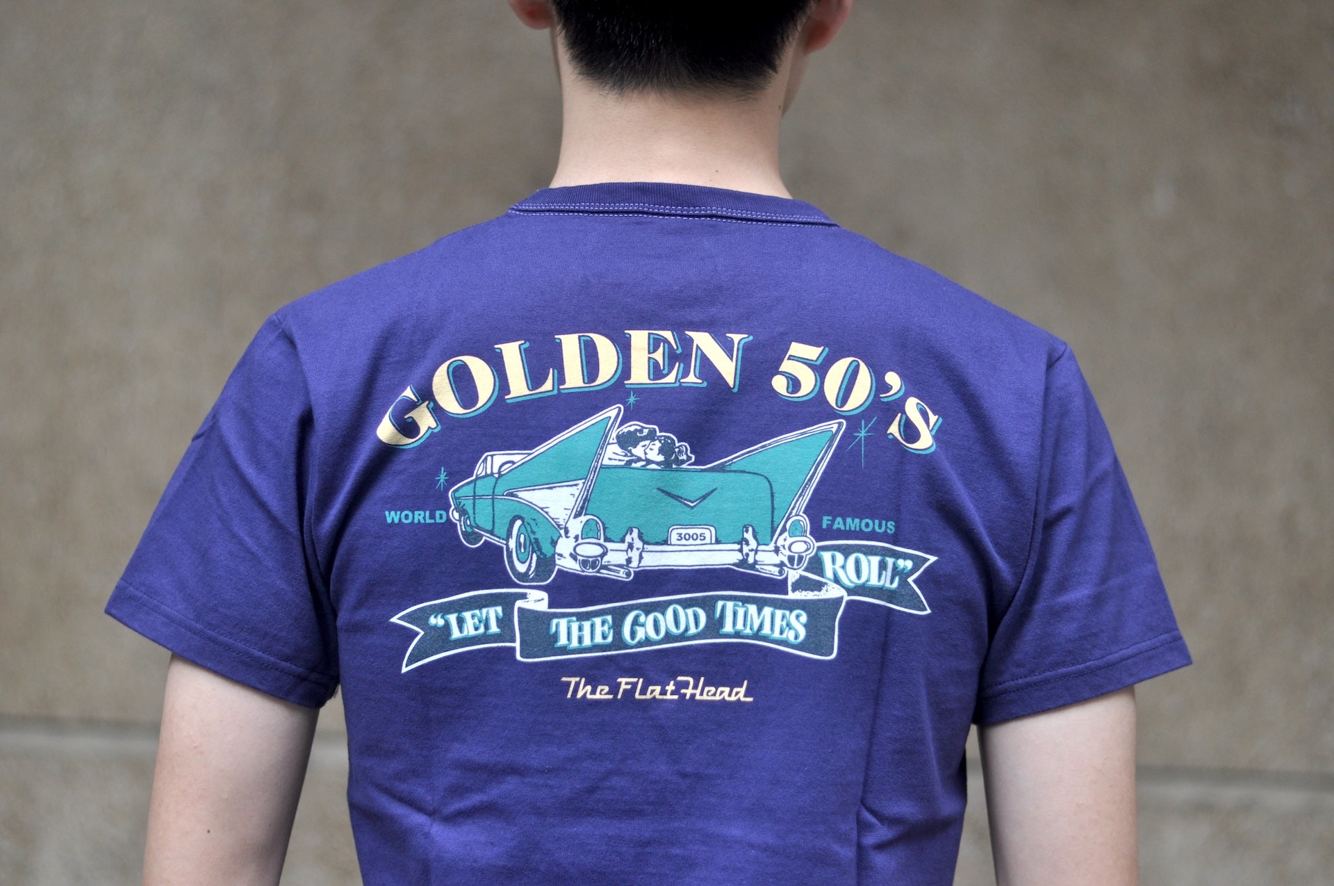 The Flat Head 9oz "Golden '50s" Loopwheeled Tee (Eggplant Navy)