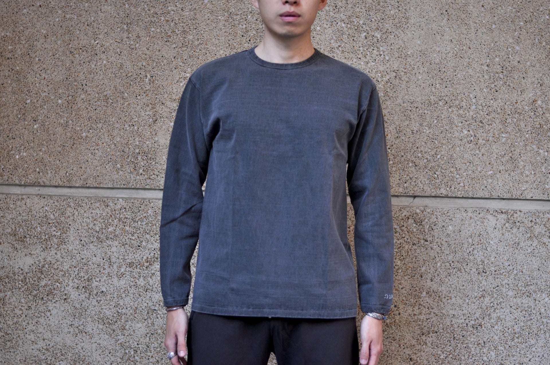 Dubble Works 9oz "Ultra-Heavy Pigment Dyed" Loopwheeled L/S Tee (Sumi Black)