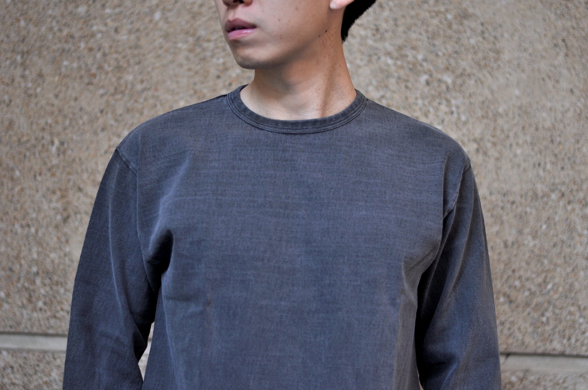 Dubble Works 9oz "Ultra-Heavy Pigment Dyed" Loopwheeled L/S Tee (Sumi Black)