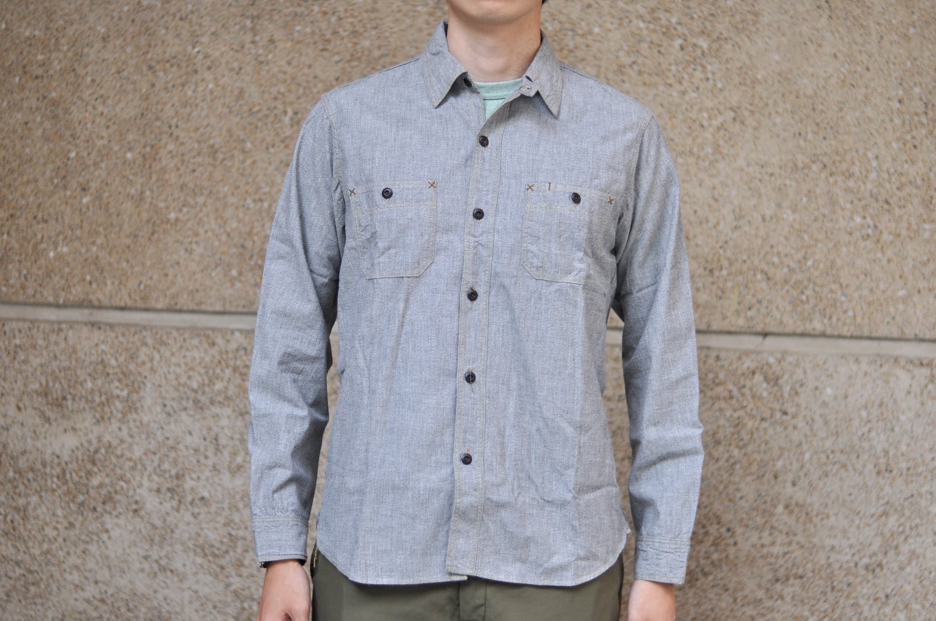 Freewheelers 8oz "Neal" Selvage Chambray Shirt ‘25 Version (White Pepper)