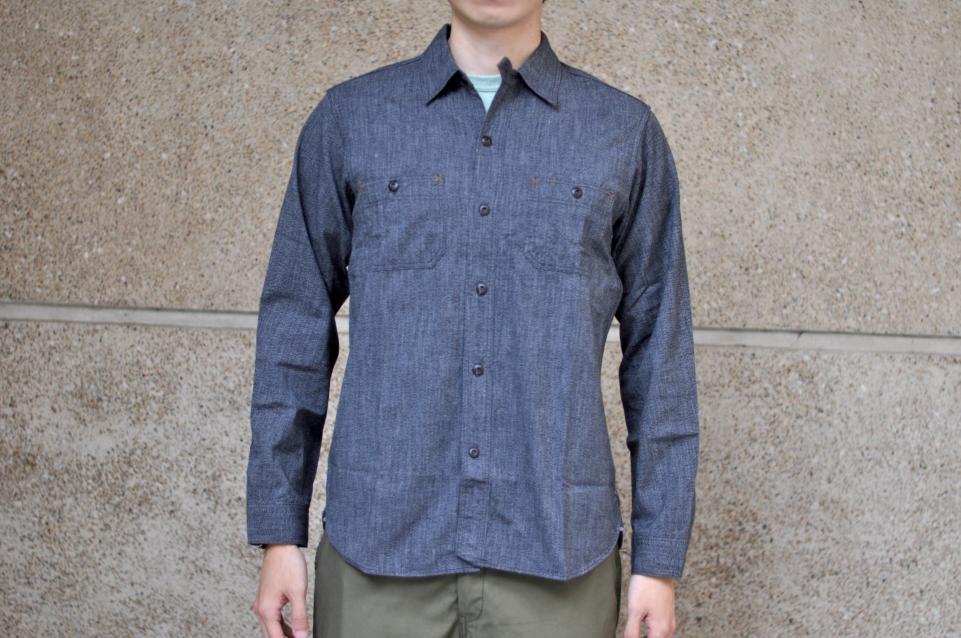 Freewheelers 8oz "Neal" Selvage Chambray Shirt ‘25 Version (Black Pepper)