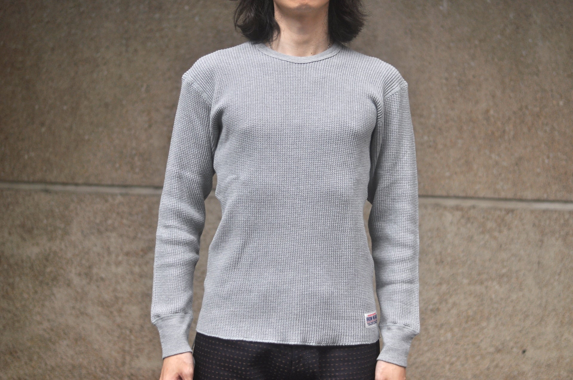 Iron Heart Heavyweight “Waffle Knit” L/S Plain Thermal (Grey)
