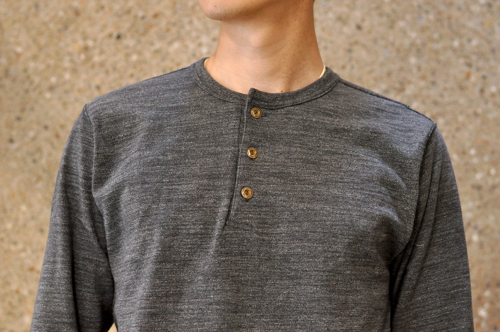 Studio D'Artisan X CORLECTION 7.5oz 'Suvin Gold' Ultimate Loopwheeled L/S Henley Tee (Heather Ink)
