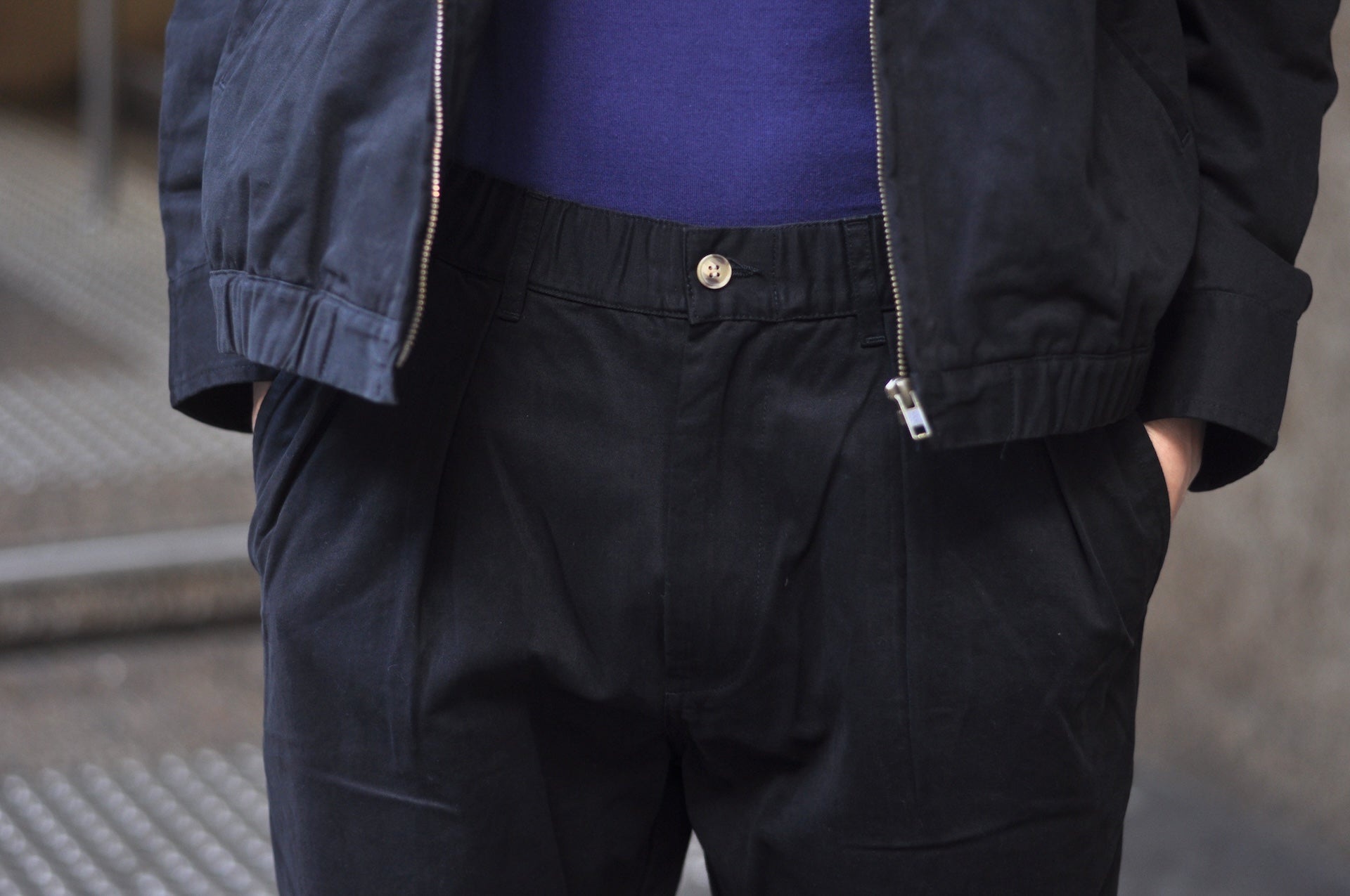 Sugar & Co. “Ivy Senior” Moleskin Loose-Straight Chino Trousers (Black)