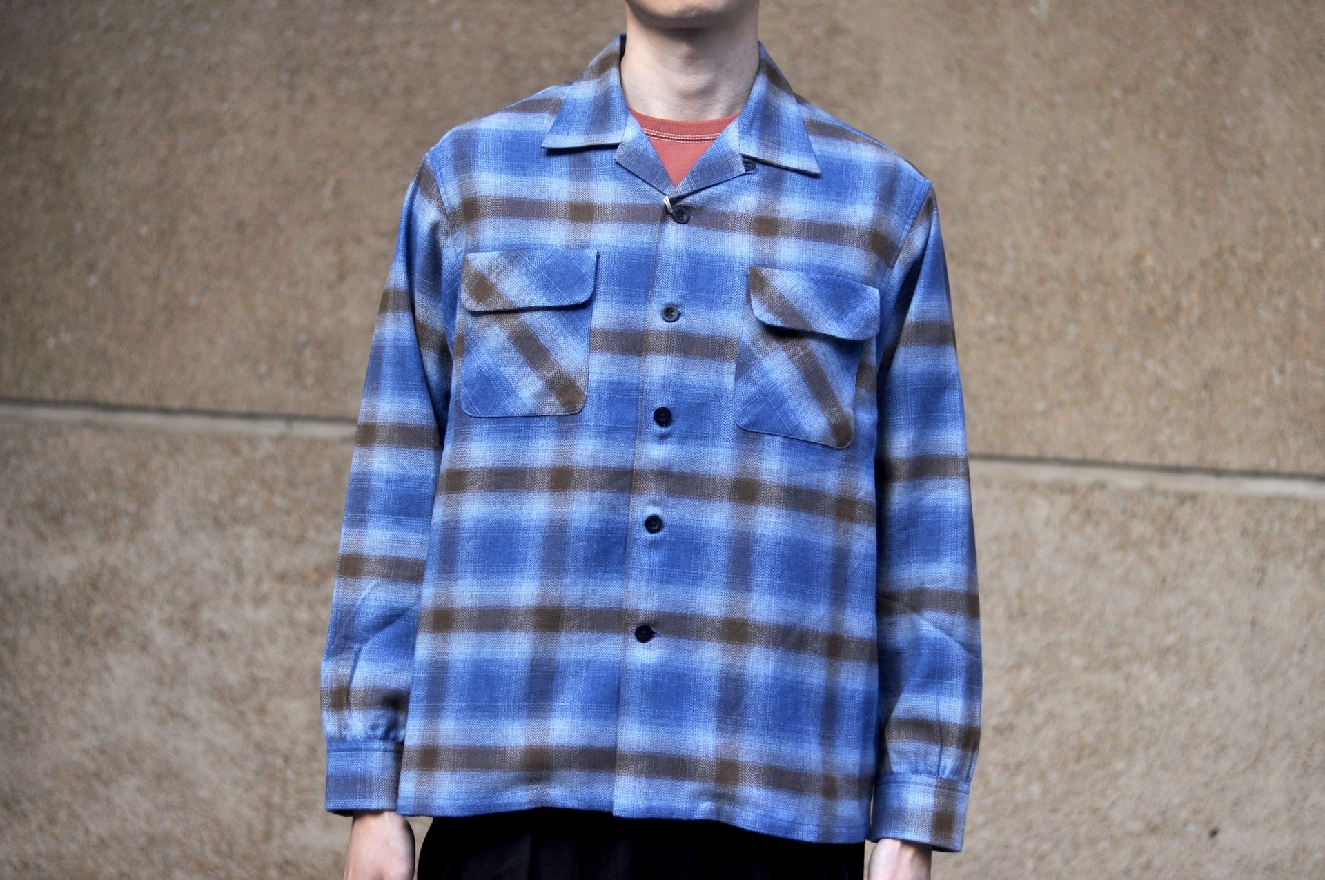 Sugar & Co. Medium-Weight Cotton Flannel L/S Open Collar Shirt (Dusty Blue)