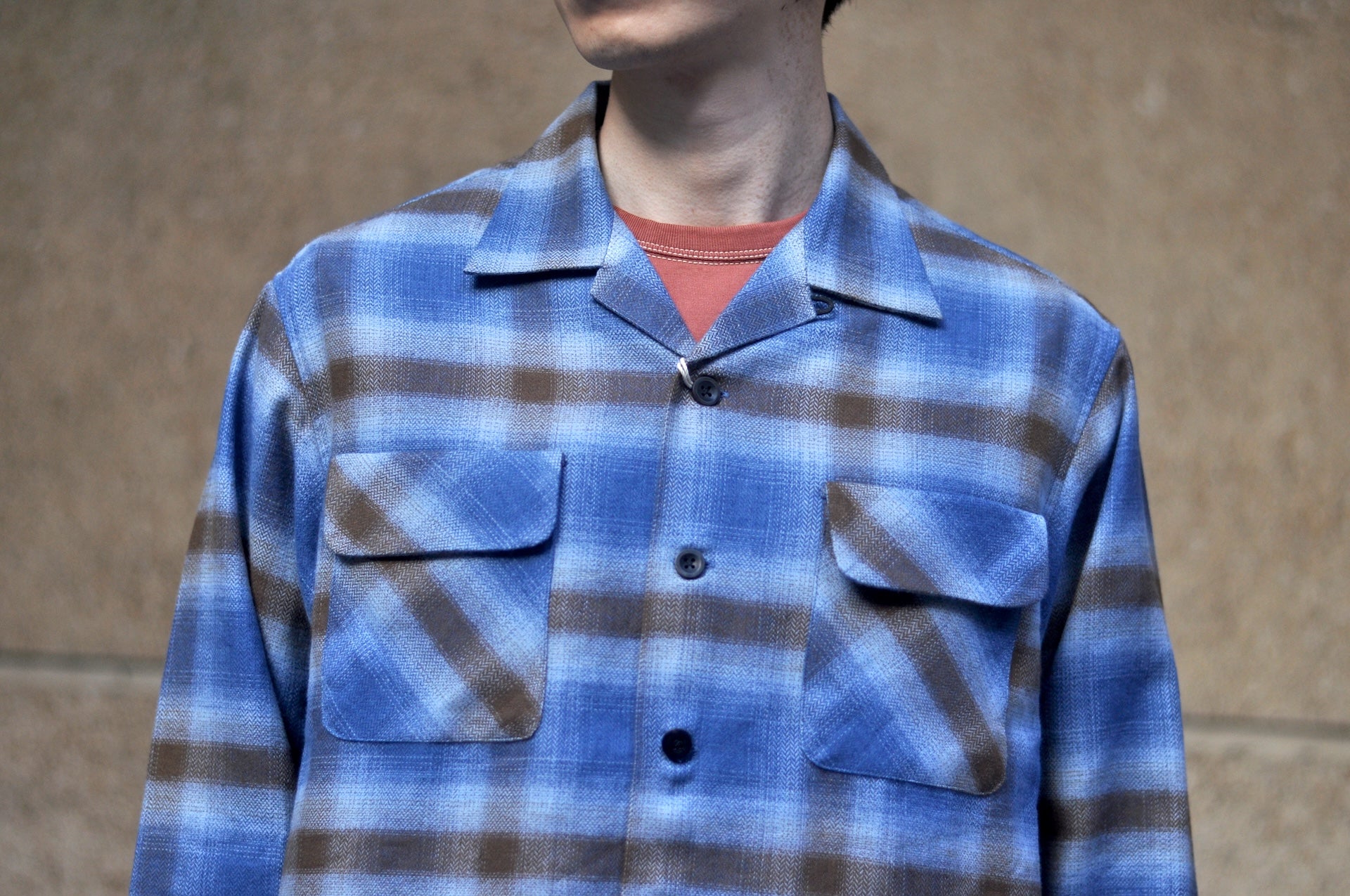 Sugar & Co. Medium-Weight Cotton Flannel L/S Open Collar Shirt (Dusty Blue)