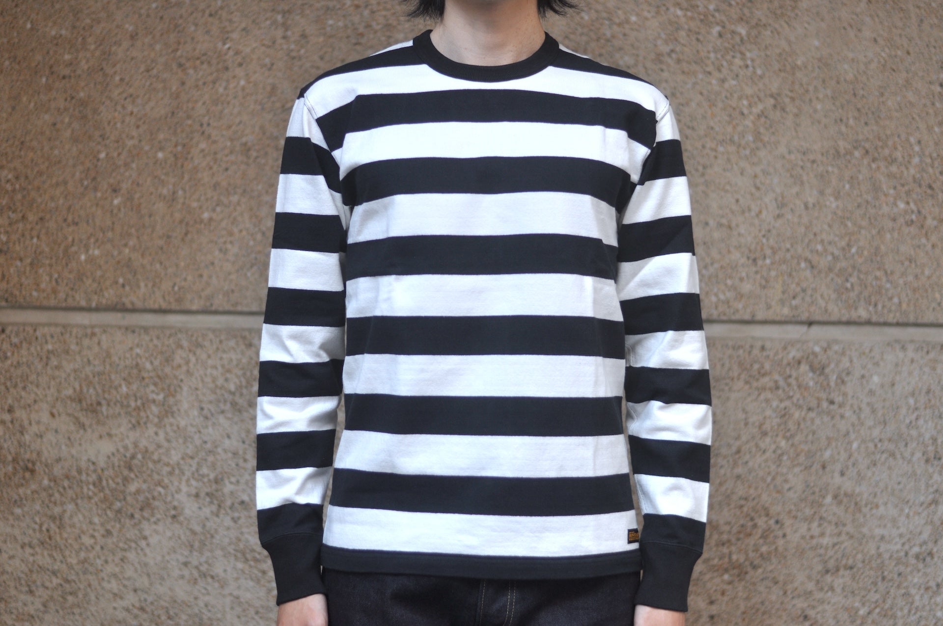 Iron Heart 11oz Cotton Knit Border L/S Sweater (White X Black)