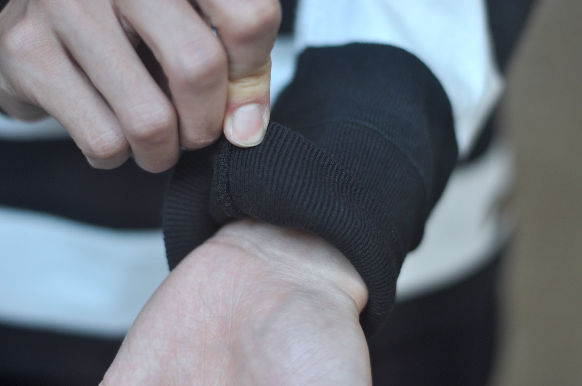 Iron Heart 11oz Cotton Knit Border L/S Sweater (White X Black)