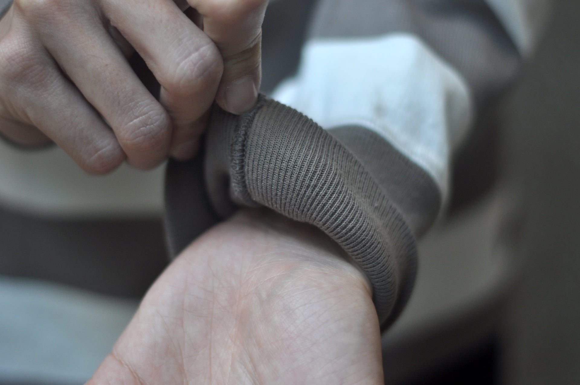 Iron Heart 11oz Cotton Knit Border L/S Sweater (Grey X White)