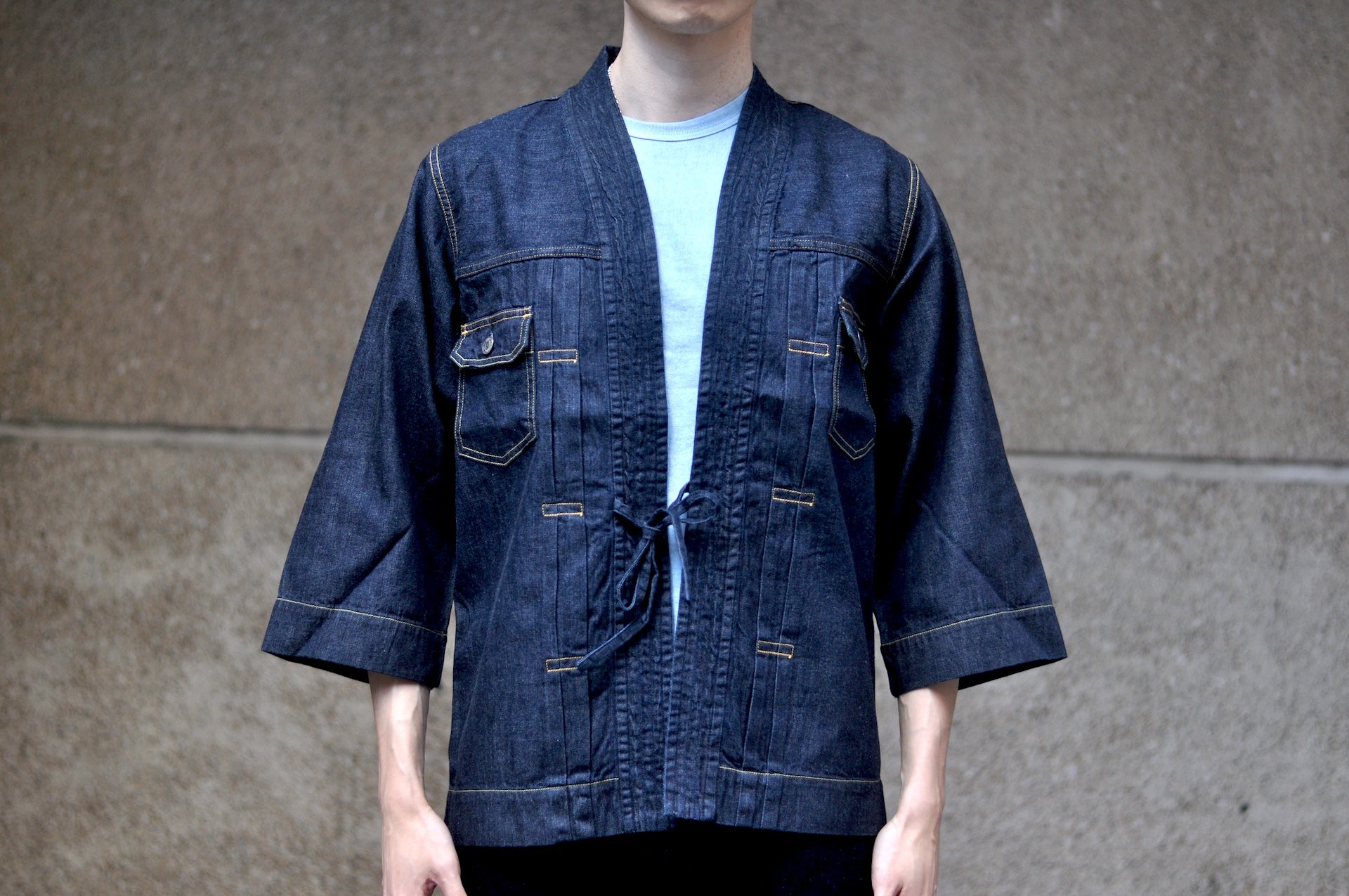 Pure Blue Japan 8oz Weapon Denim Haori Jacket (Grand Indigo)