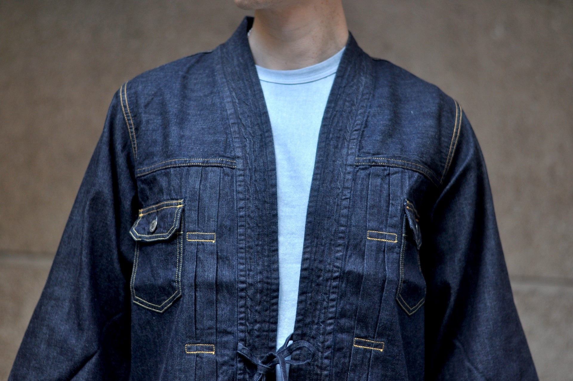 Pure Blue Japan 8oz Weapon Denim Haori Jacket (Grand Indigo)