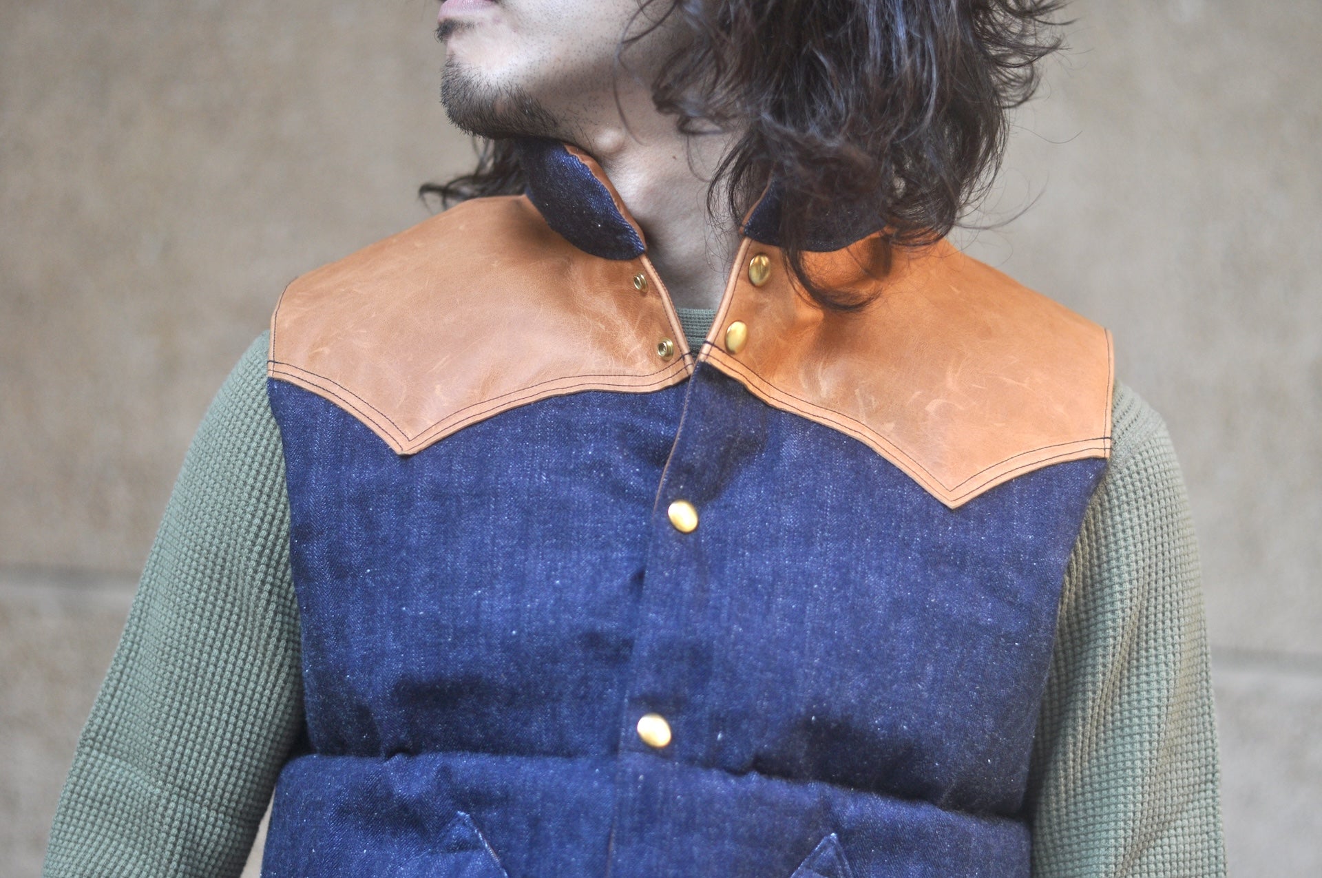 Warehouse Co. X Rocky Mountain Indigo Dyed HBT Denim Down Vest