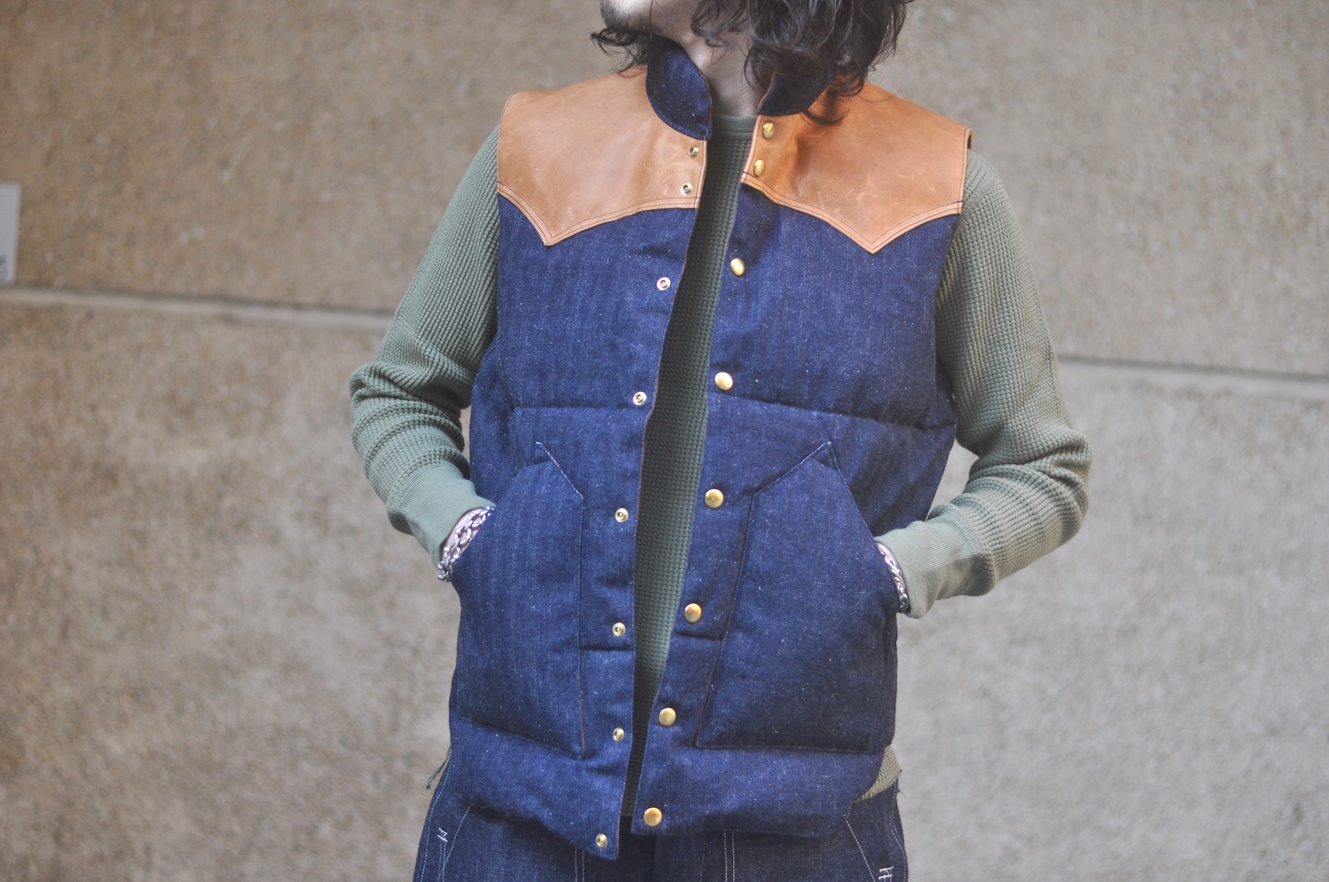 Warehouse Co. X Rocky Mountain Indigo Dyed HBT Denim Down Vest
