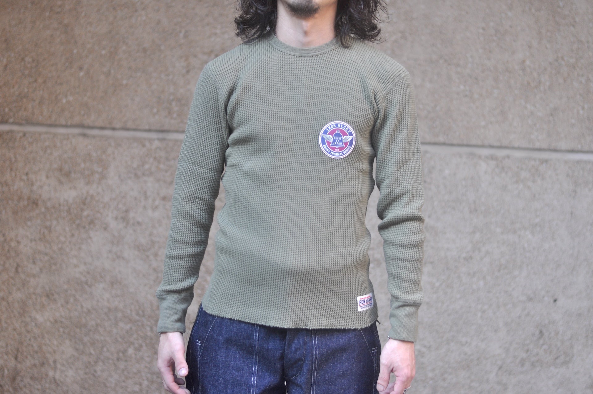 Iron Heart Heavyweight “Waffle Knit” L/S Plain Thermal (Olive)