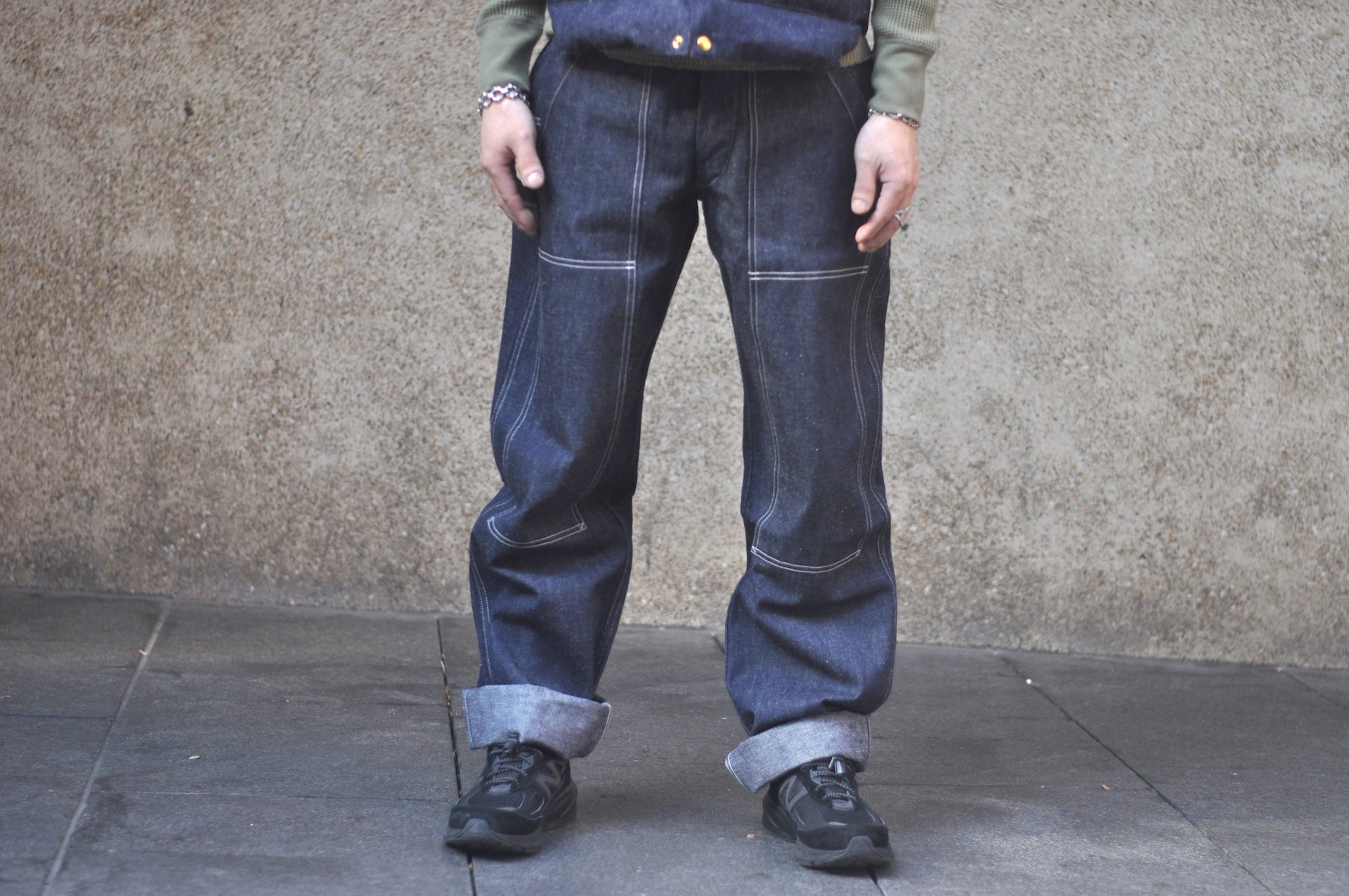 Warehouse Co. 12oz WPA Indigo Dyed Denim Double Knee Trousers (Loose Straight fit)