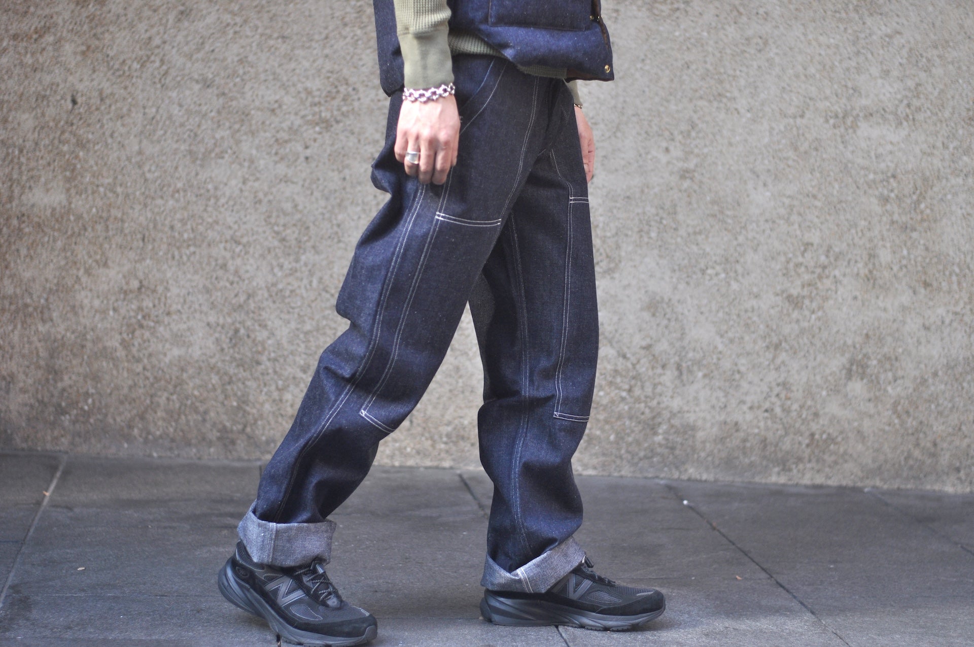 Warehouse Co. 12oz WPA Indigo Dyed Denim Double Knee Trousers (Loose Straight fit)