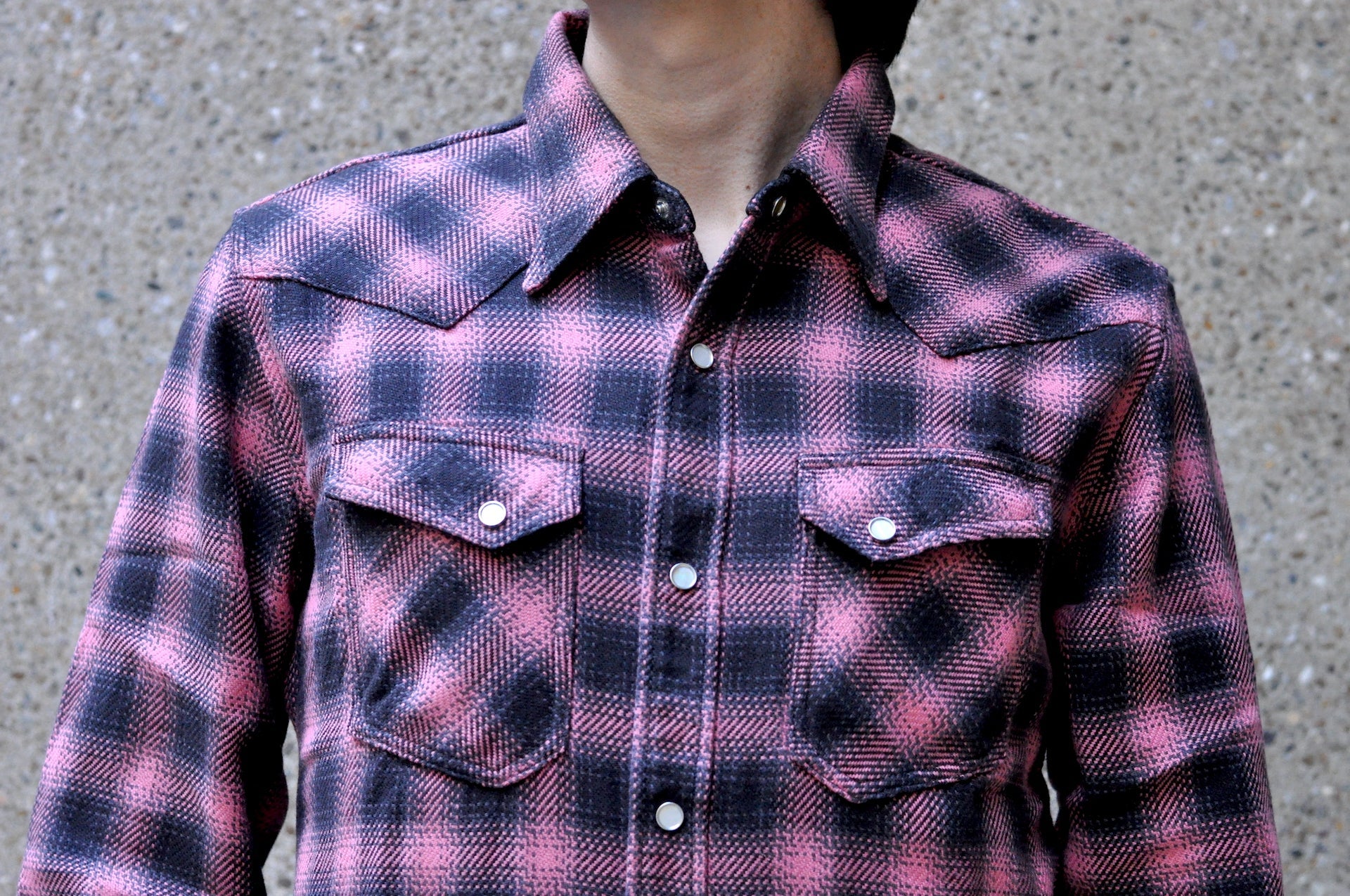 The Flat Head 12oz Ombre Check Selvage Flannel Western Shirt