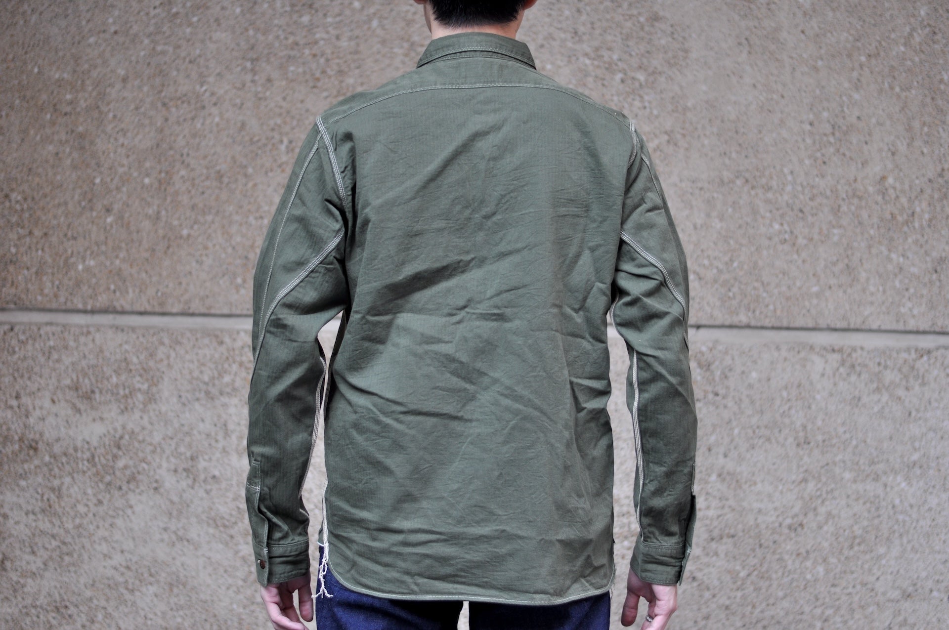 Samurai 6oz Selvage Herringbone Twill Workshirt (Olive)