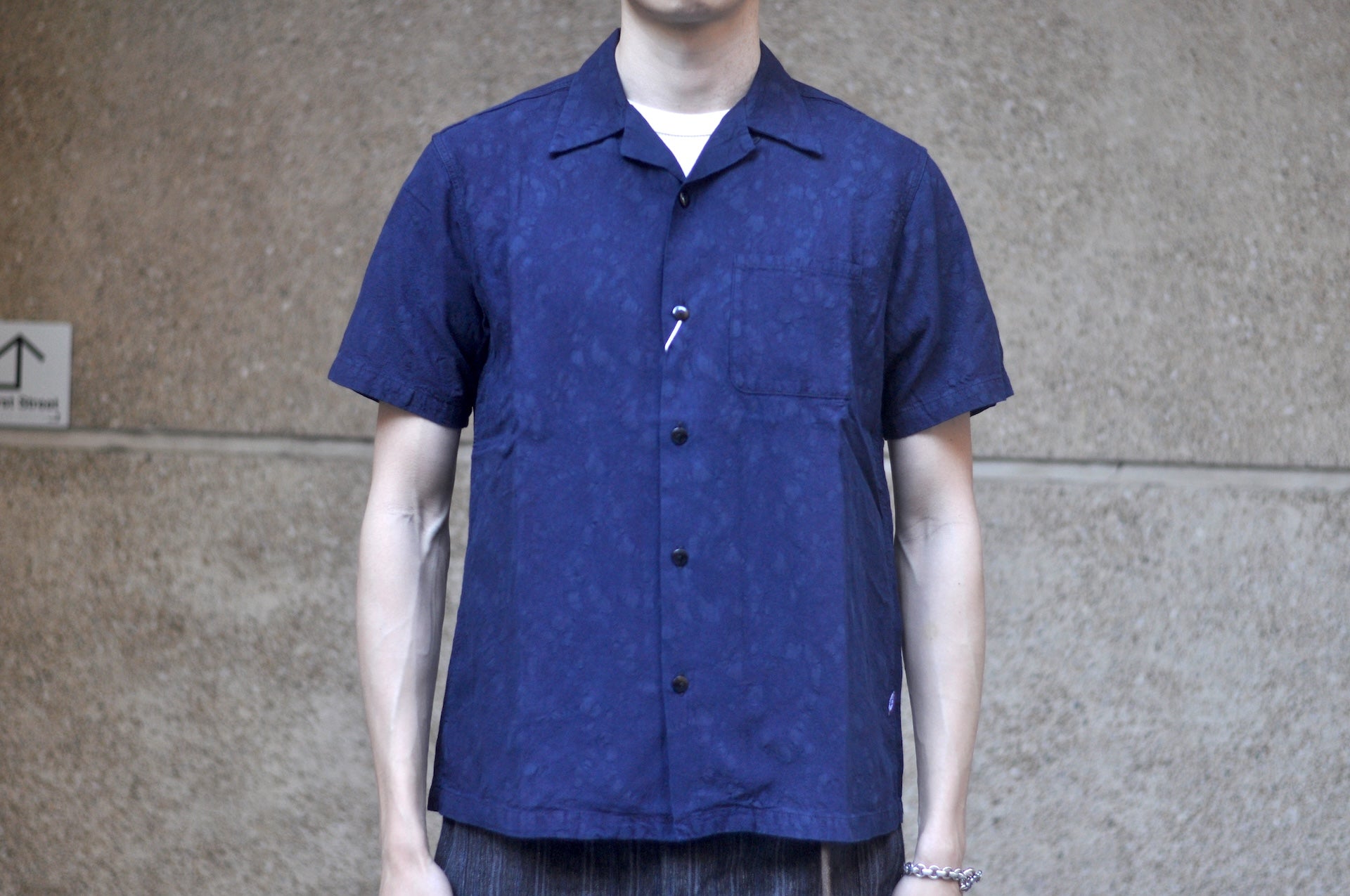 Pure Blue Japan Indigo "Paisley" S/S Open Collar Shirt