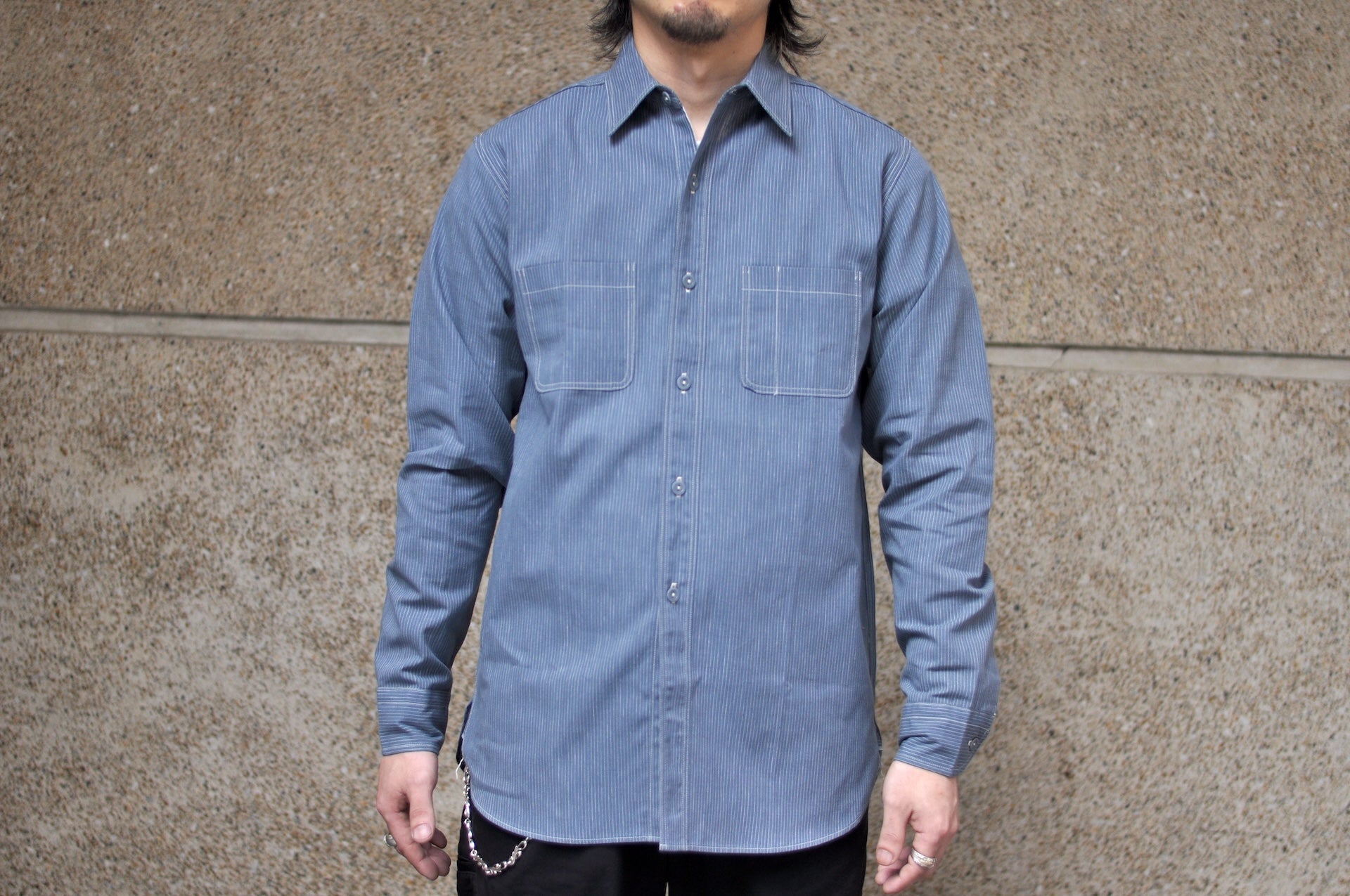 Warehouse Co. 6oz Selvage Stripe "Wide Awake" Workshirt (Indigo)