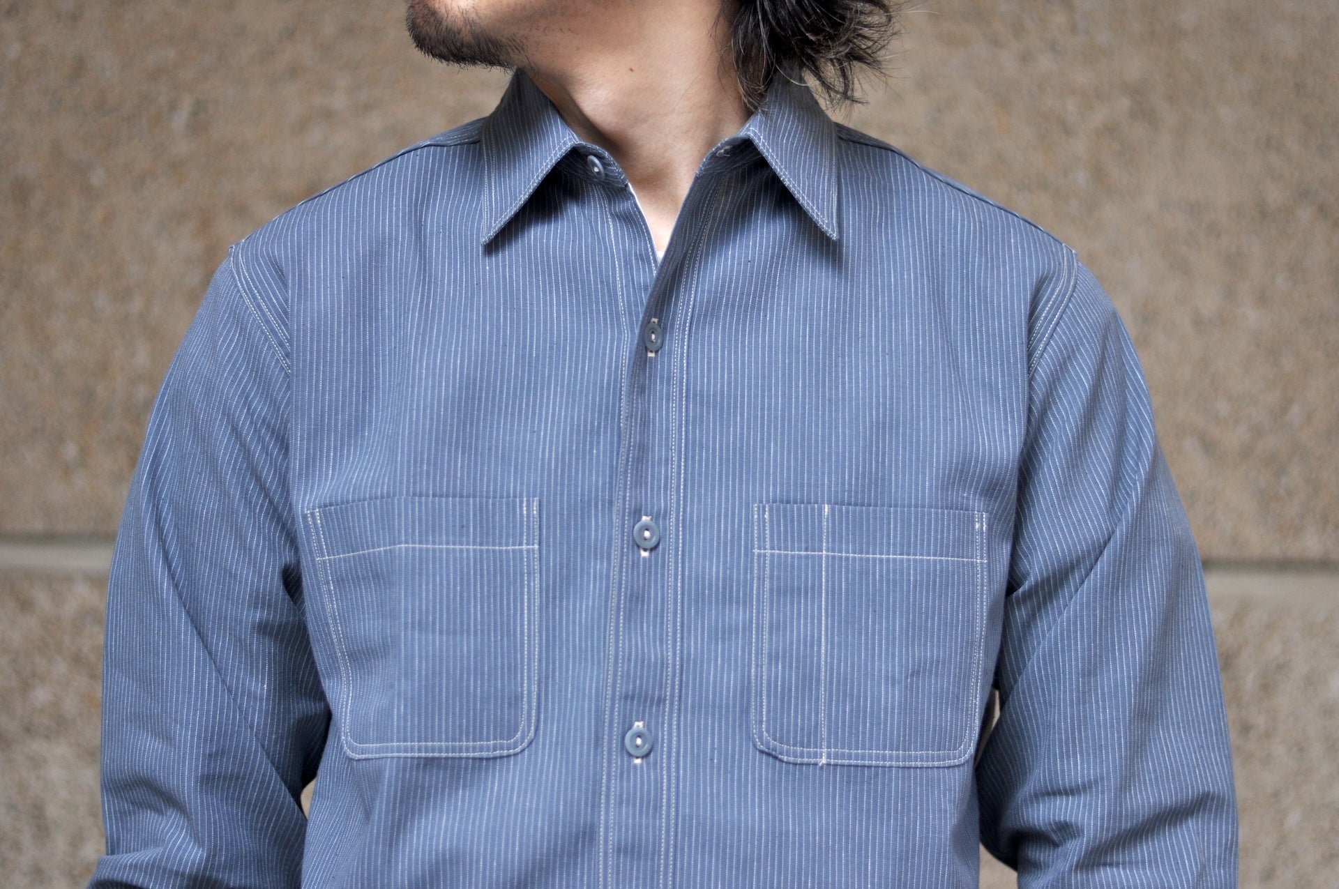 Warehouse Co. 6oz Selvage Stripe "Wide Awake" Workshirt (Indigo)