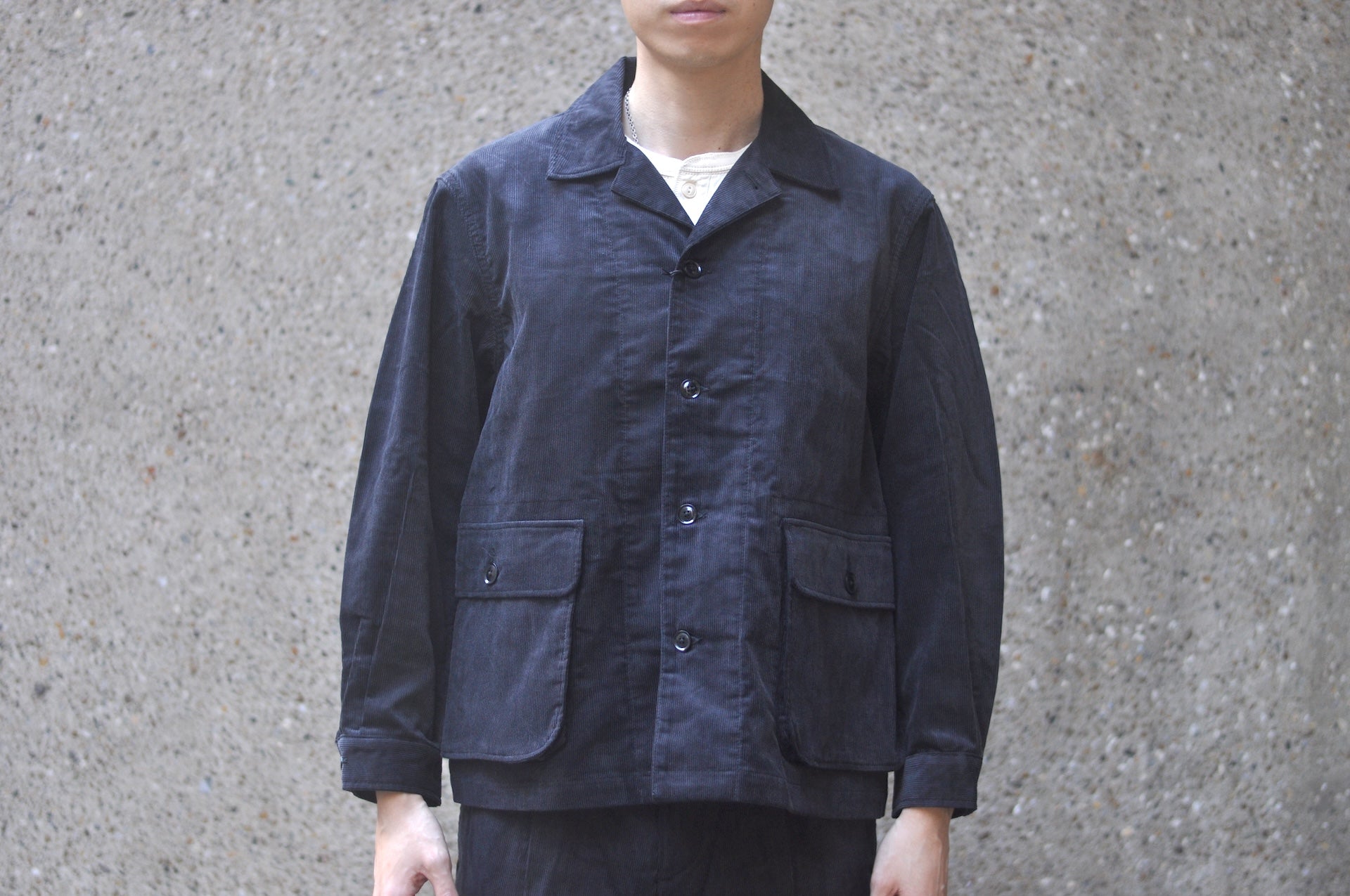MOMOTARO JEANS 13-Wales Corduroy Work Jacket (Black)