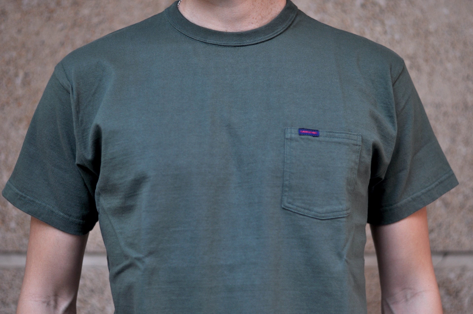 Samurai 8.5oz Loopwheeled "Overseas-Edition" Pocket Tee (Moss Green)