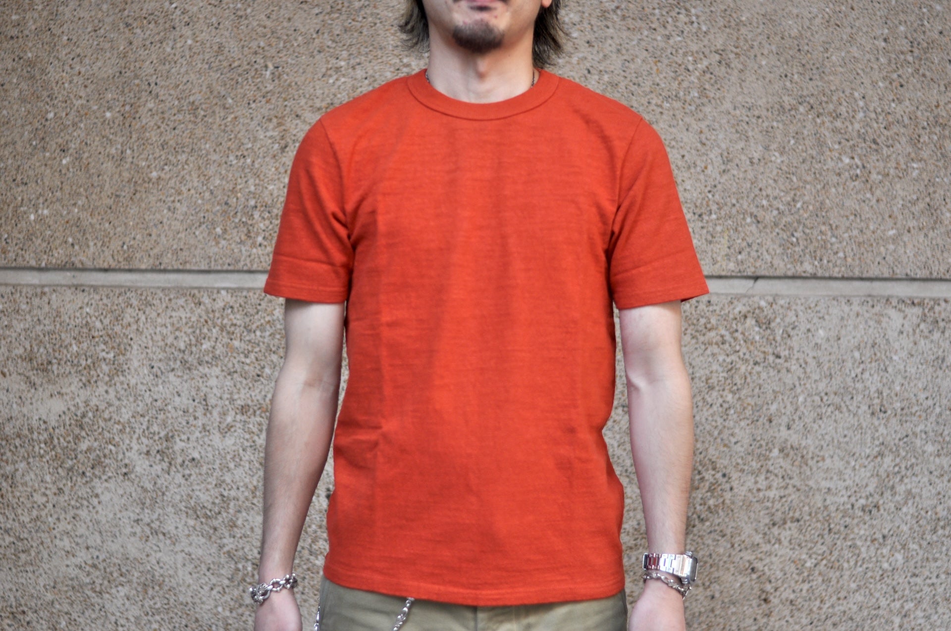 UES 9.5oz "NO.8 Slub Nep" Heavyweight Plain Tee (Sunset Orange)