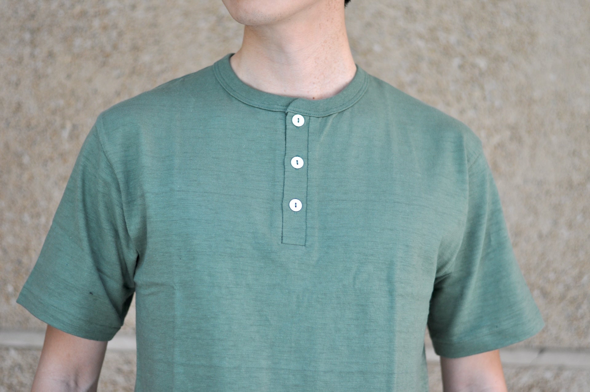 Warehouse 5.5oz "Bamboo Textured" Henley Tee (Mc Green)