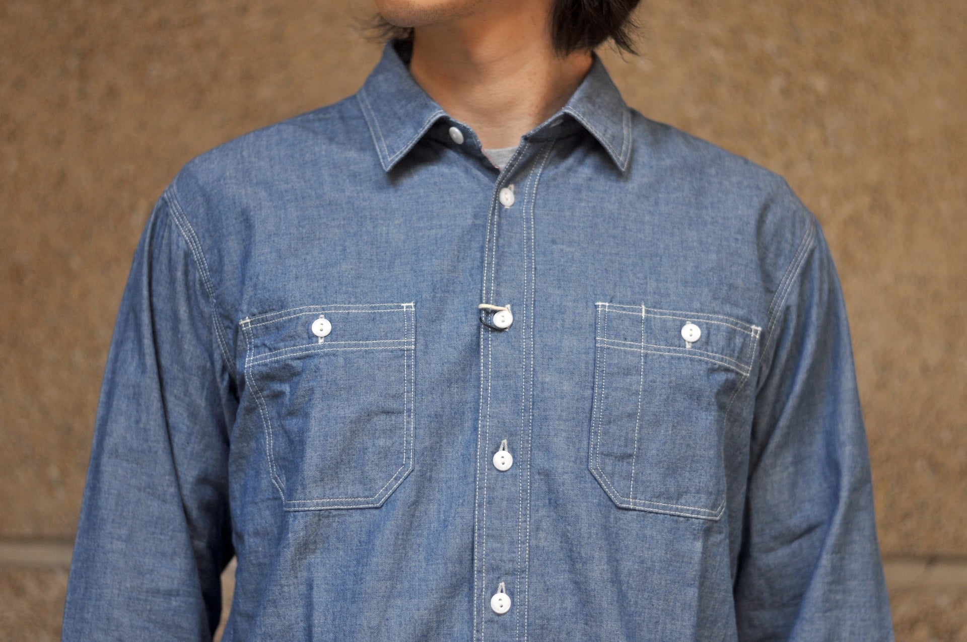 MOMOTARO JEANS 5oz Selvage Chambray “Signature” Workshirt (Indigo)