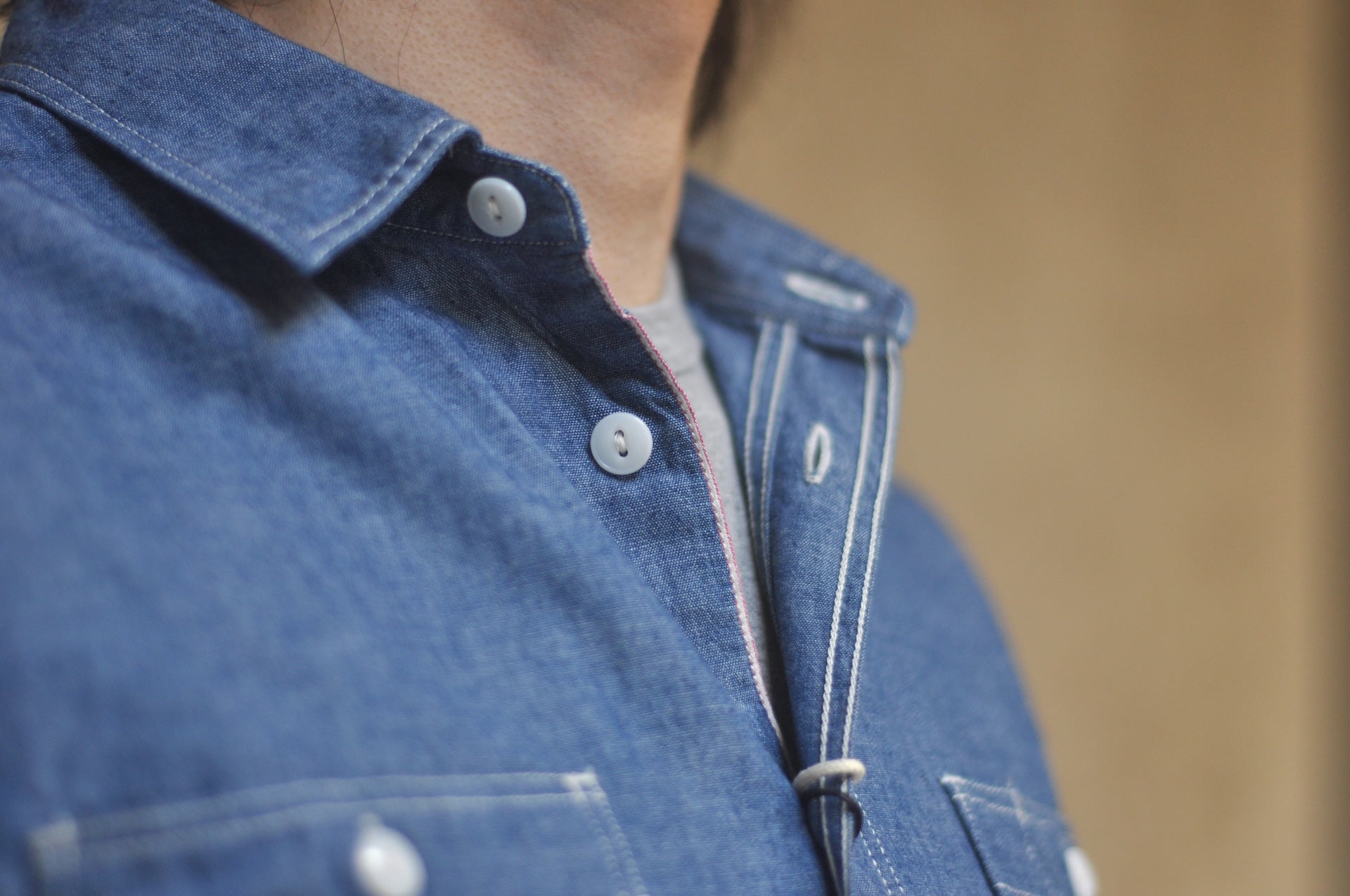 MOMOTARO JEANS 5oz Selvage Chambray “Signature” Workshirt (Indigo)