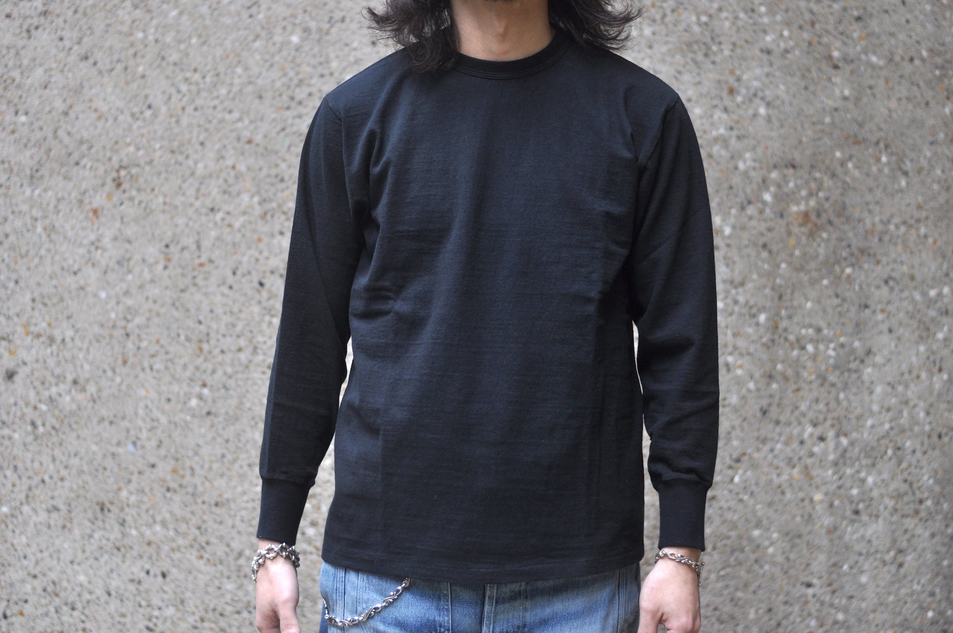 RAGGY CLOTHING 8oz "Fluffy-Sport" Loopwheeled L/S Tee (Solid Black)