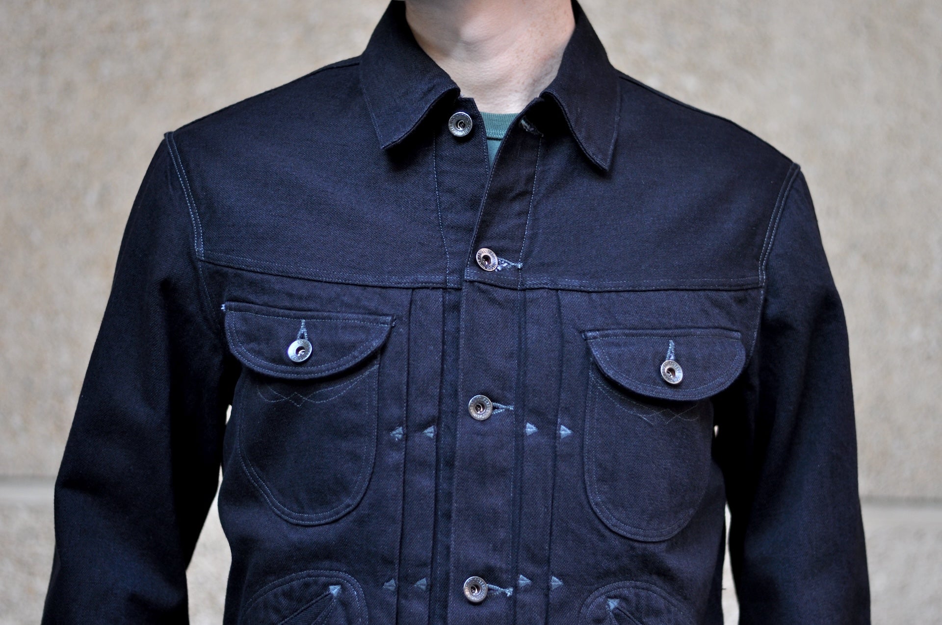 Stevenson Overall Co. "Stockman" Cowboy Jacket (Black Denim)