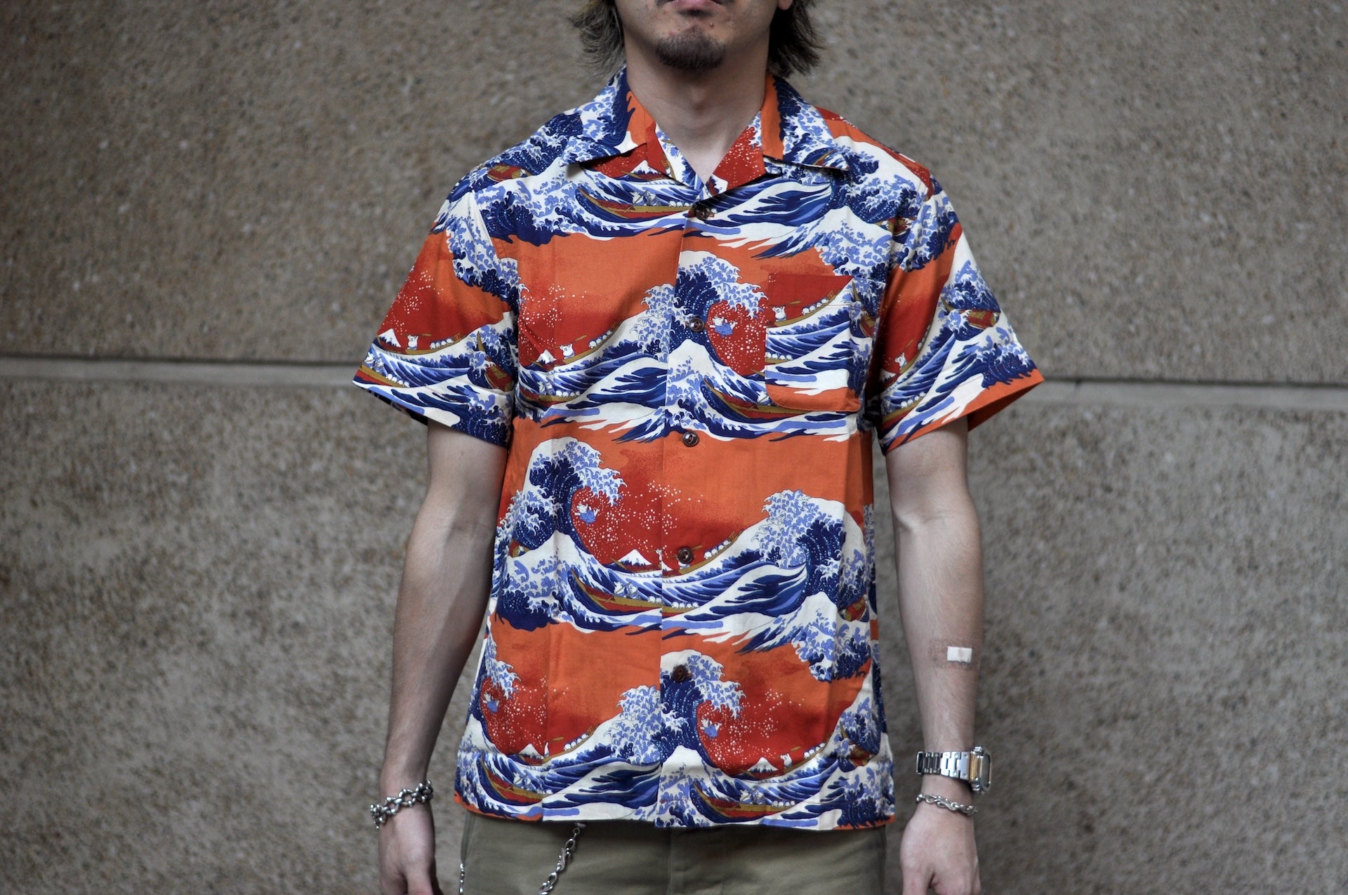 Studio D'Artisan "The Great Wave" Aloha S/S Shirt (Orange)