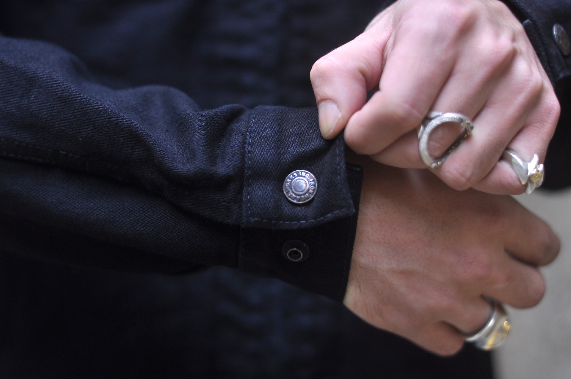 Iron Heart 14oz Selvage Broken Twill Denim Mechanic Work Jacket (Black Overdyed)