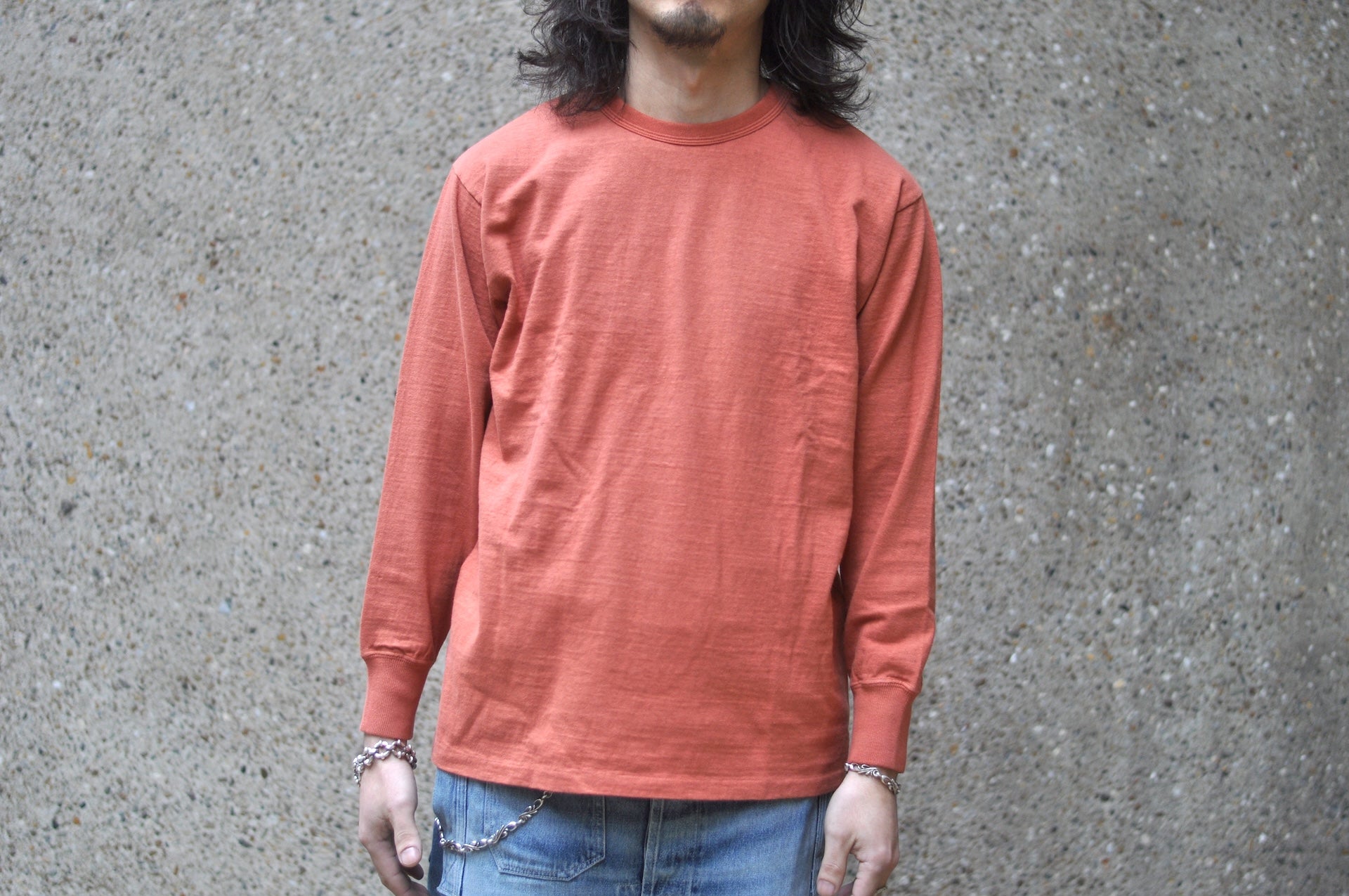 RAGGY CLOTHING 8oz "Fluffy-Sport" Loopwheeled L/S Tee (Brick Red)
