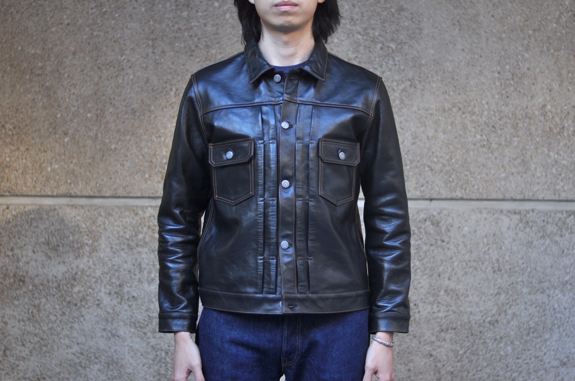 The Flat Head 'Ultimate' Horsehide Type 2 Jacket (Black Teacore)