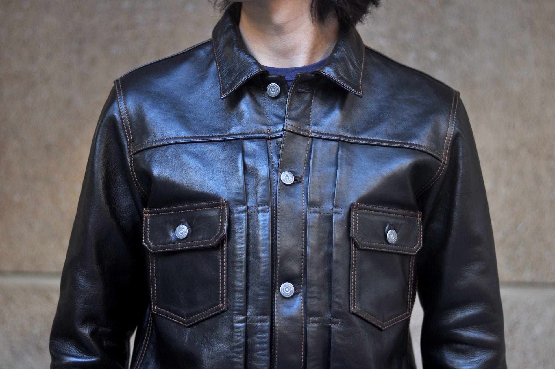 The Flat Head 'Ultimate' Horsehide Type 2 Jacket (Black Teacore)
