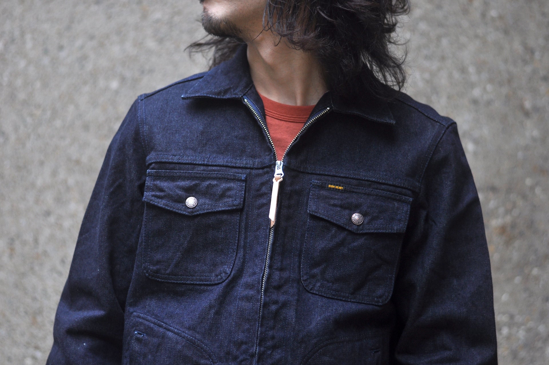 Iron Heart 14oz Selvage Broken Twill Denim Mechanic Work Jacket (Indigo)