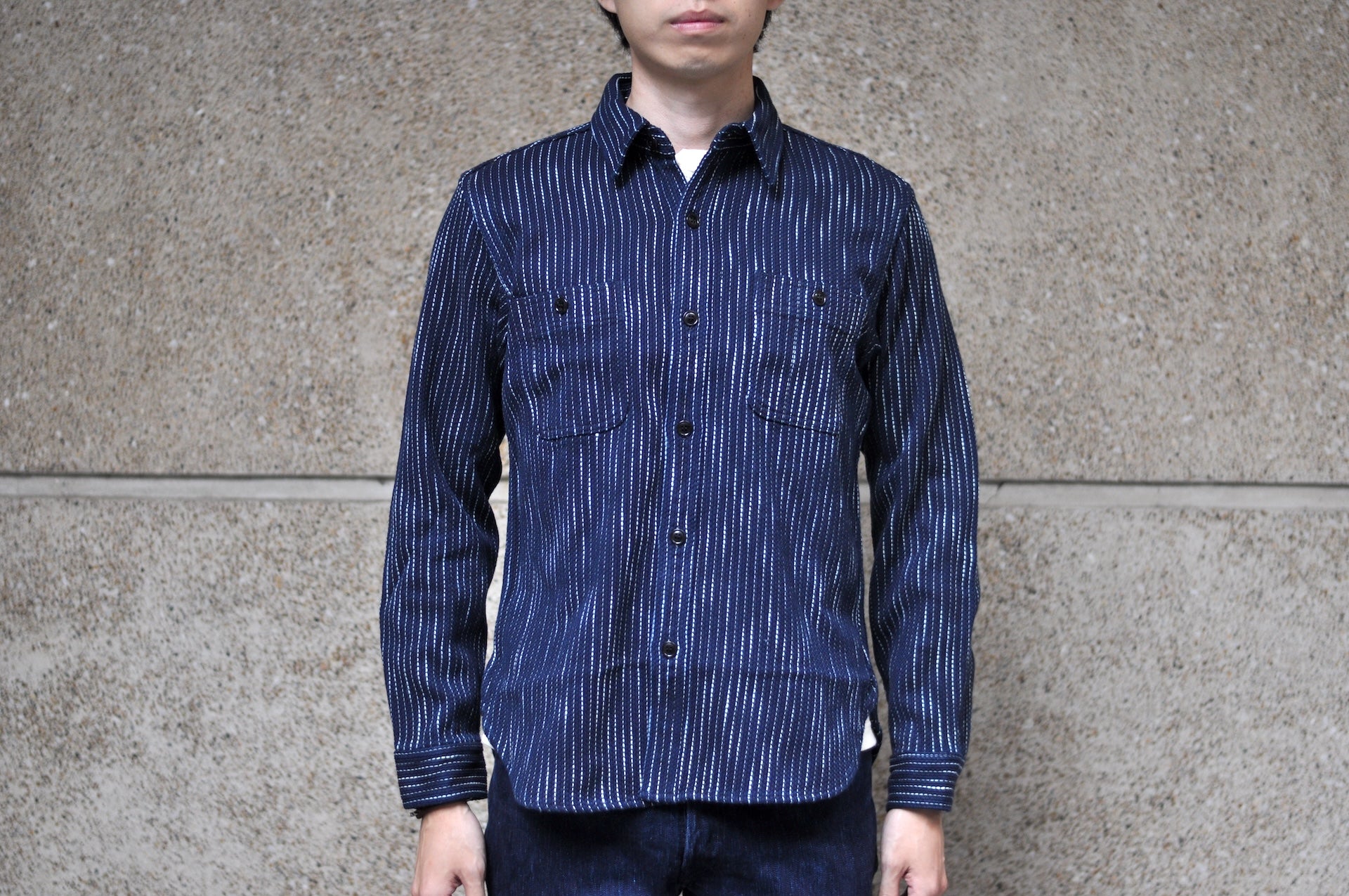 Studio D'Artisan 13oz Indigo Dyed "Rain Kakuri Sashiko" Workshirt